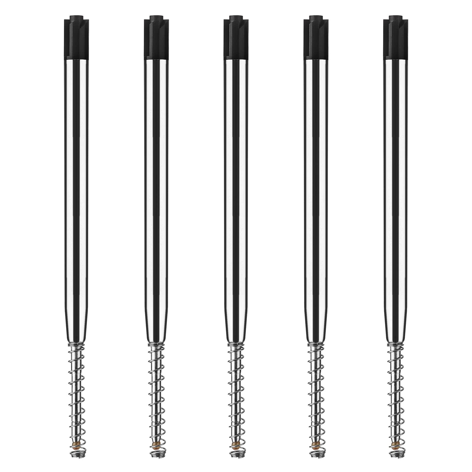 TIESOME 5pcs Replaceable Ballpoint Pen Refills with Spring Metal Ball Point Refi