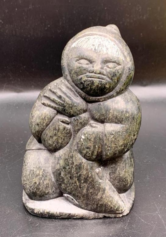 Inuit Soapstone Signed Figurine Eskimo Art Canada Aboriginal