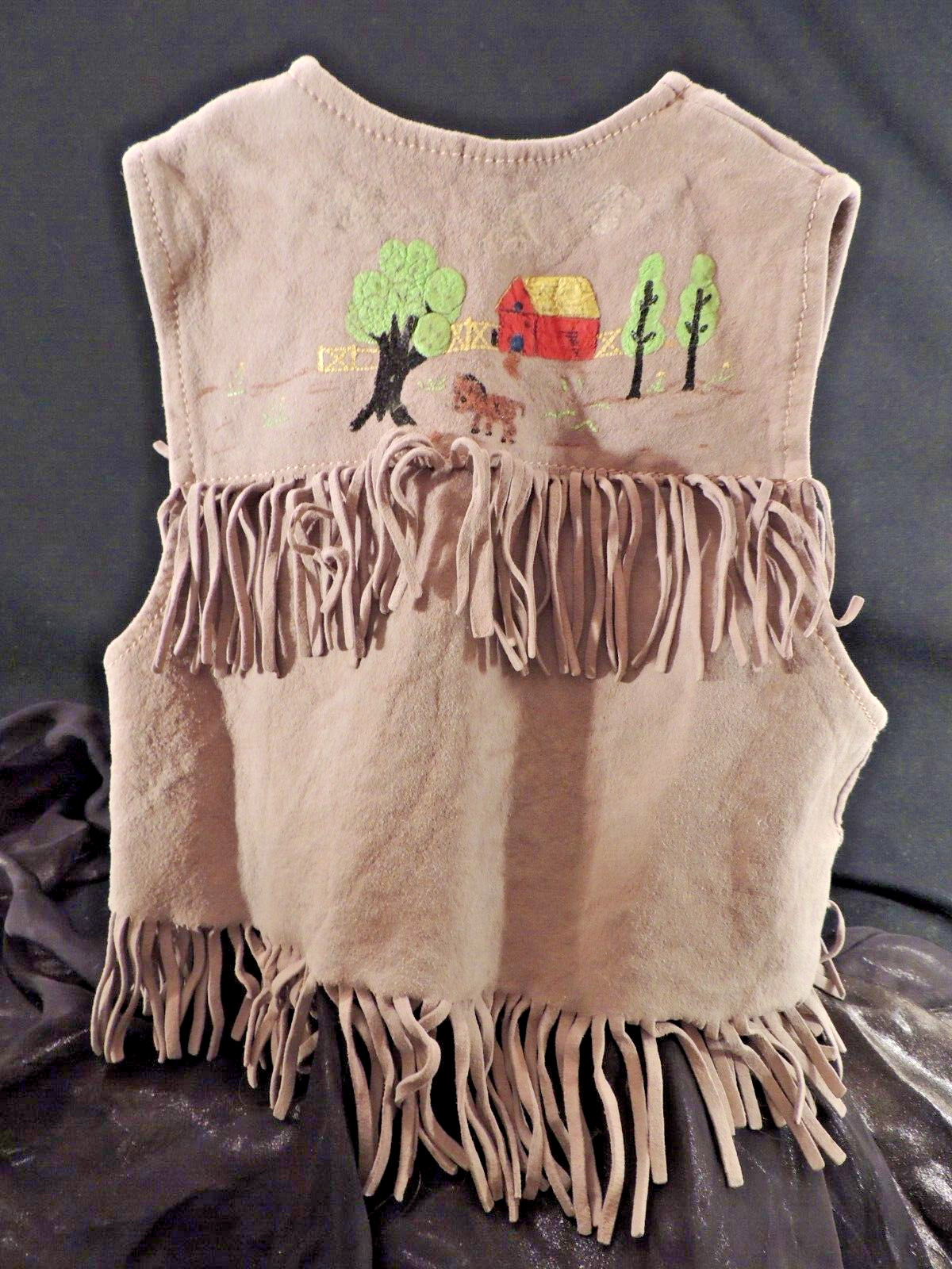 Antique/Vintage Circa 1930s Western Native Child's Handpainted Fringed Vest
