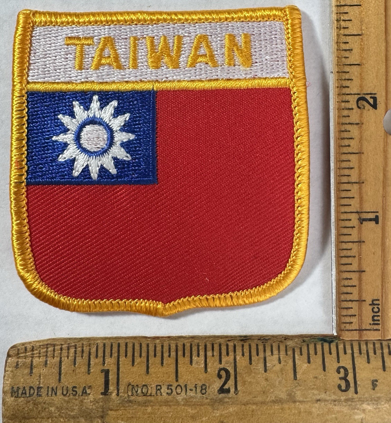Vintage Taiwan Shield Flag Iron On Patch Country Travel Souvenir