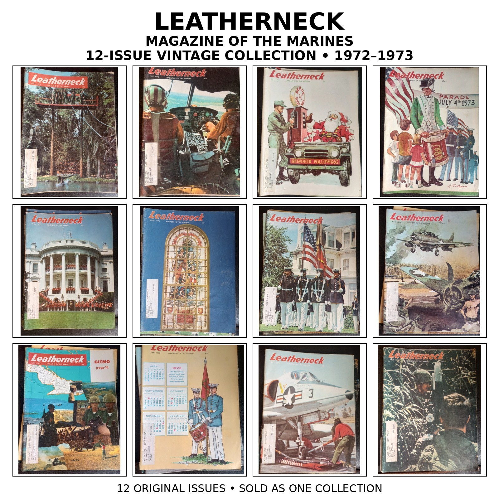 LEATHERNECK– MAGAZINE OF THE MARINES VINTAGE 1972–1973 COLLECTION combine orders