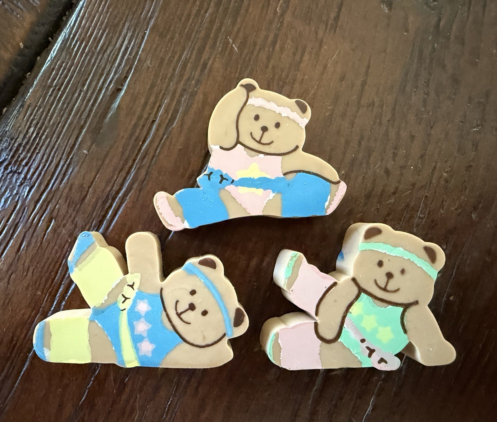 HTF Vintage Sanrio Bearobics Erasers Set 1980’s