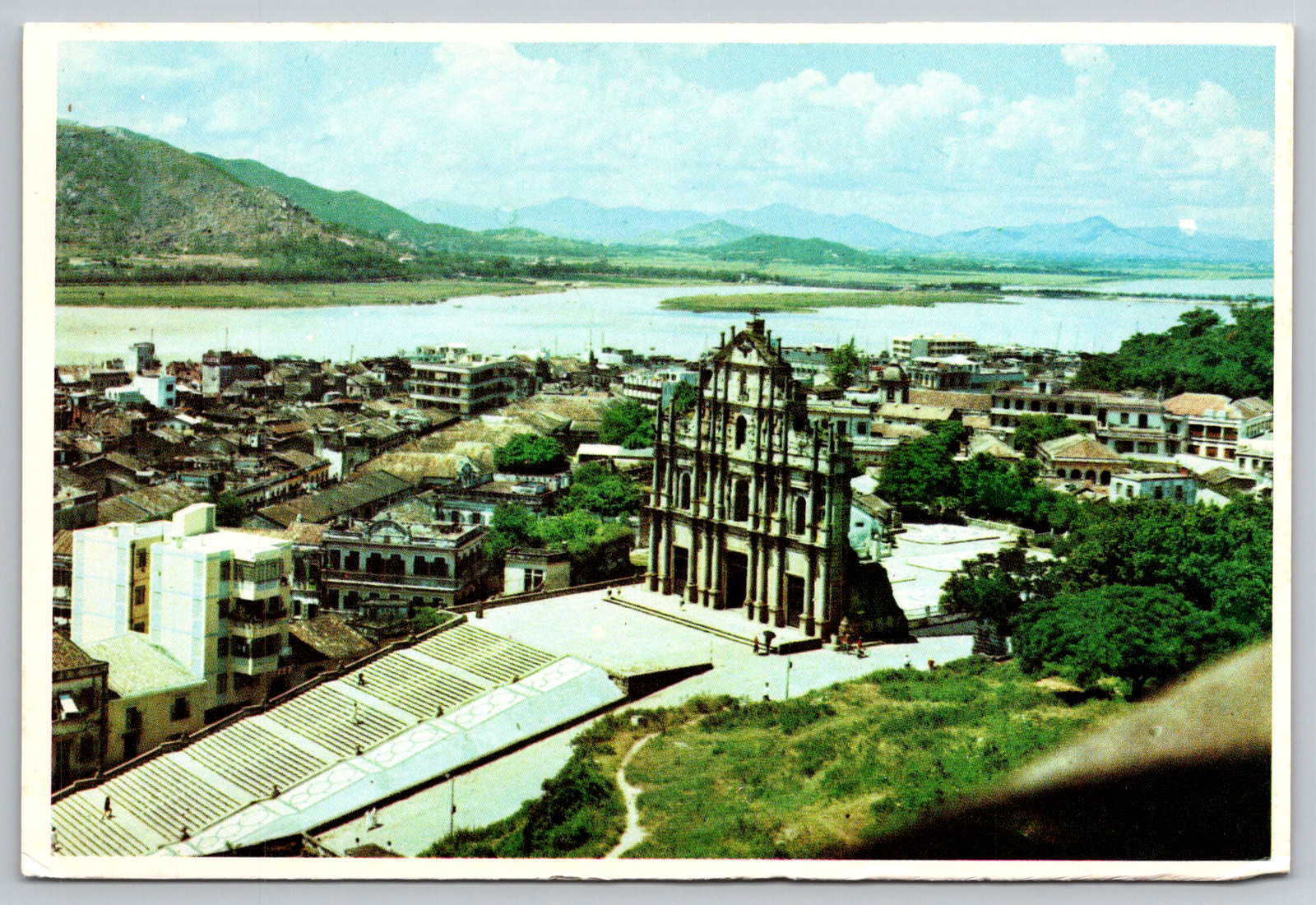 c1980s Ruins St. Paul's Macau China Macao Bird's Eye View Postcard c1980s Ruins St. Paul's Macau China Macao Bird's Eye View Postcard