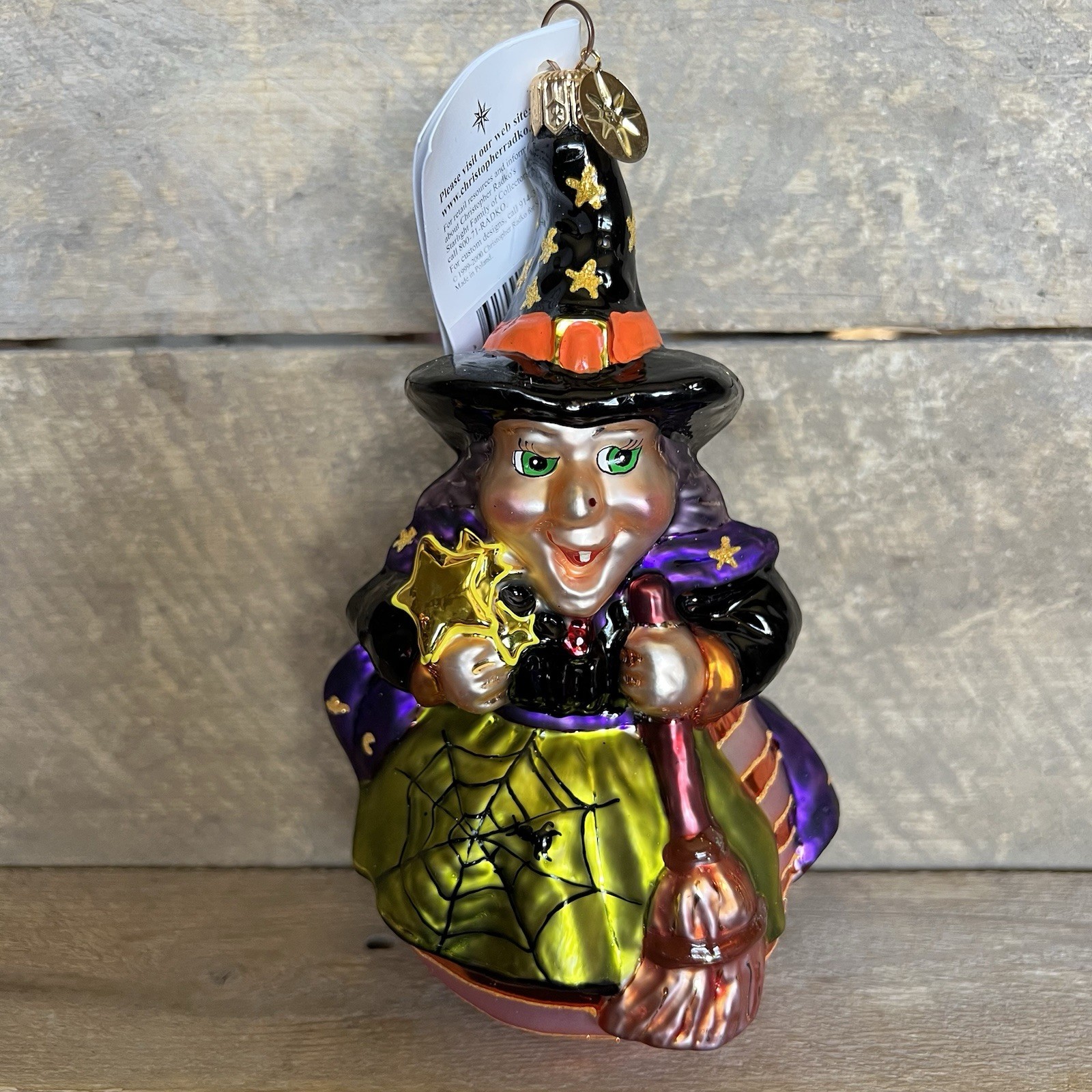 Vintage Christopher Radko Halloween Ornament “Snaggletooth” Witch