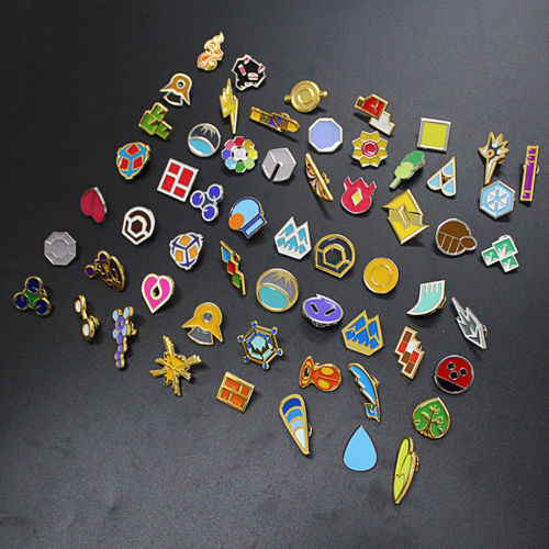 Pocket Monster Poke: Kanto Gym Anime Badges Set of 58 Metal Pins Brooch Gift