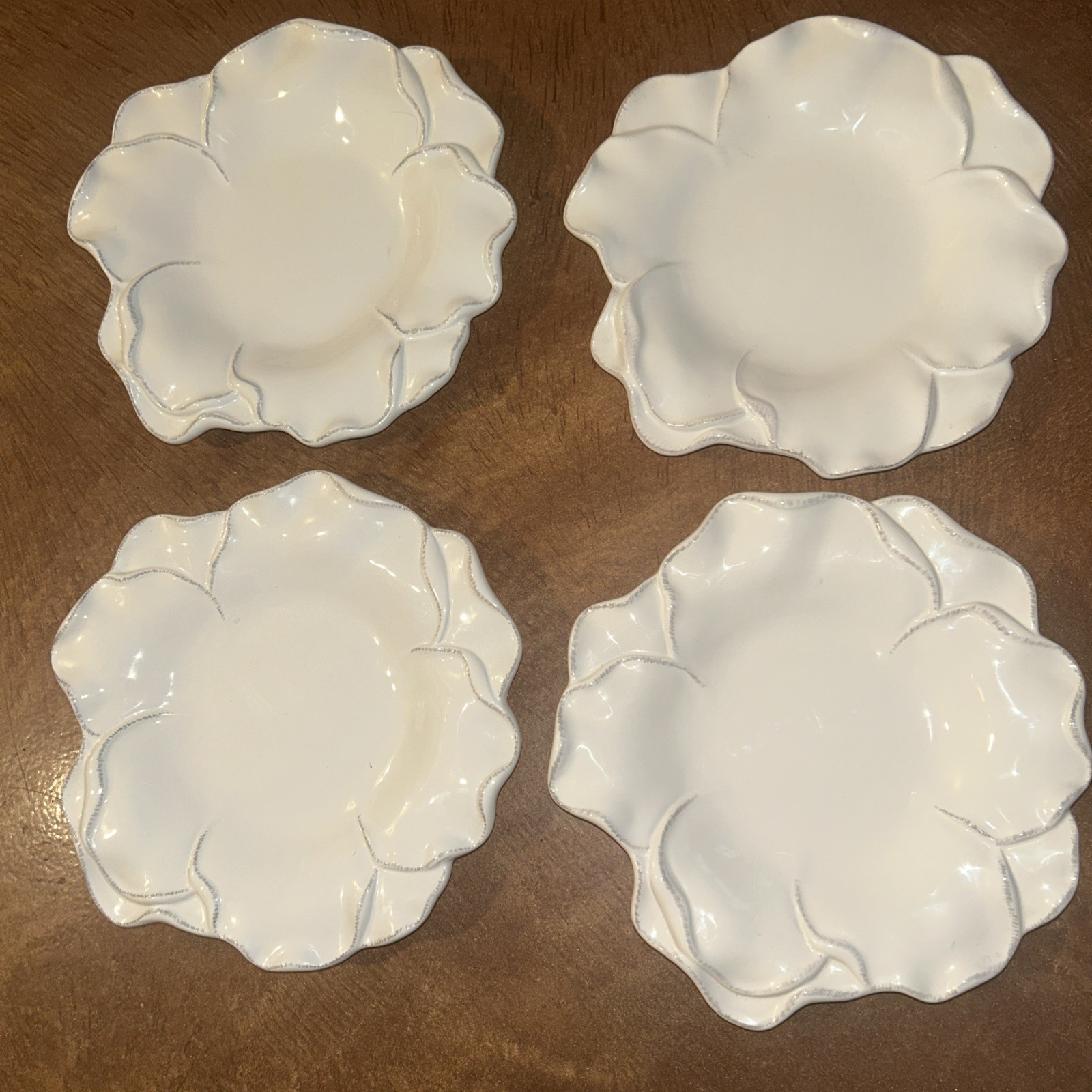 4 Roscher & Co Antique White Leaf Collection Salad Plate NEW 9-3/8”FREE SHIP
