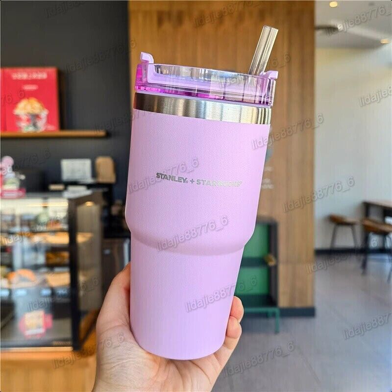 Starbucks +Stanley Pinkish-Purple Stainless Steel Straw Cup 20oz Tumbler Car Cup