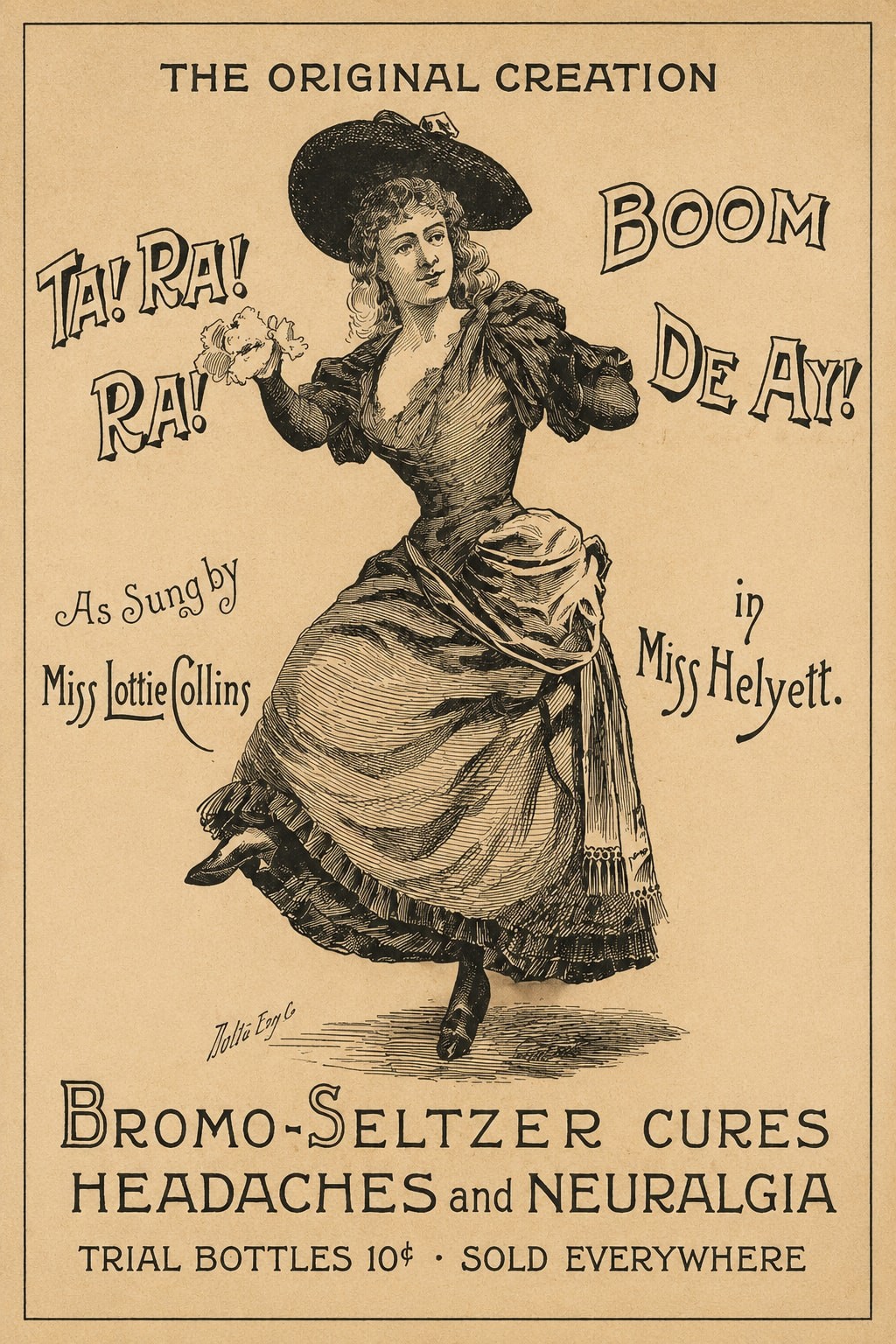 🎩 Vintage Bromo-Seltzer Ad Poster - 1890s Reprint 24x36” Rare Art Print 🗞️