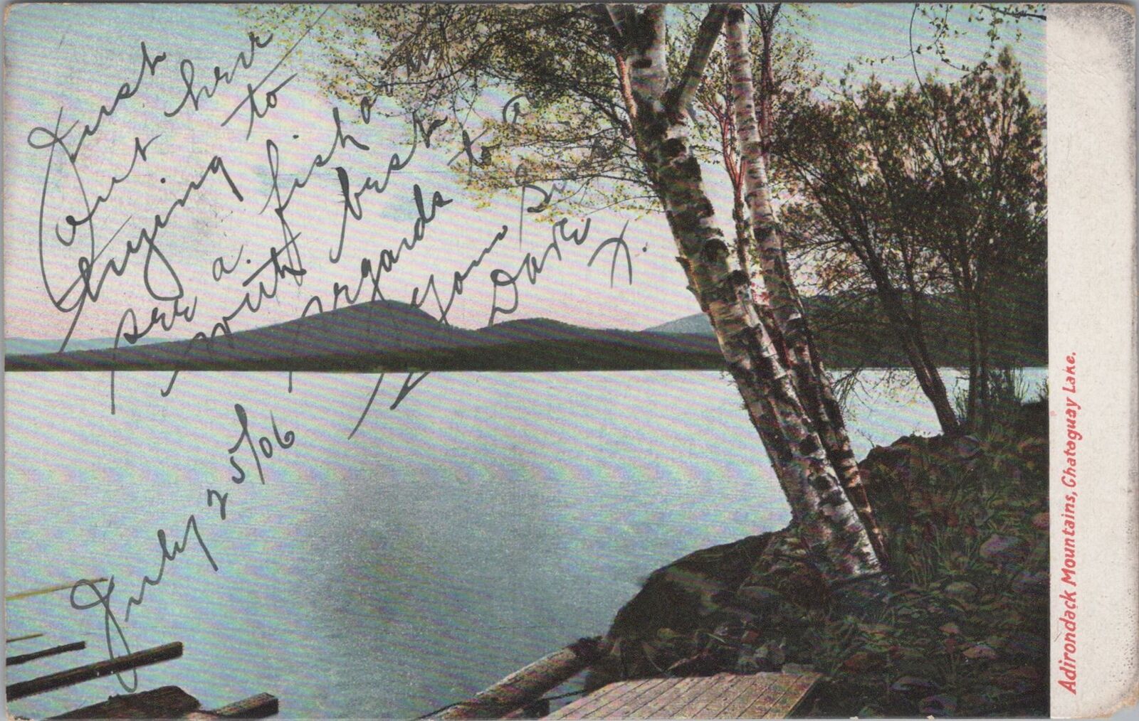 Adirondack Mountains, Chateaugay Lake Ampersand 1906 PM Postcard