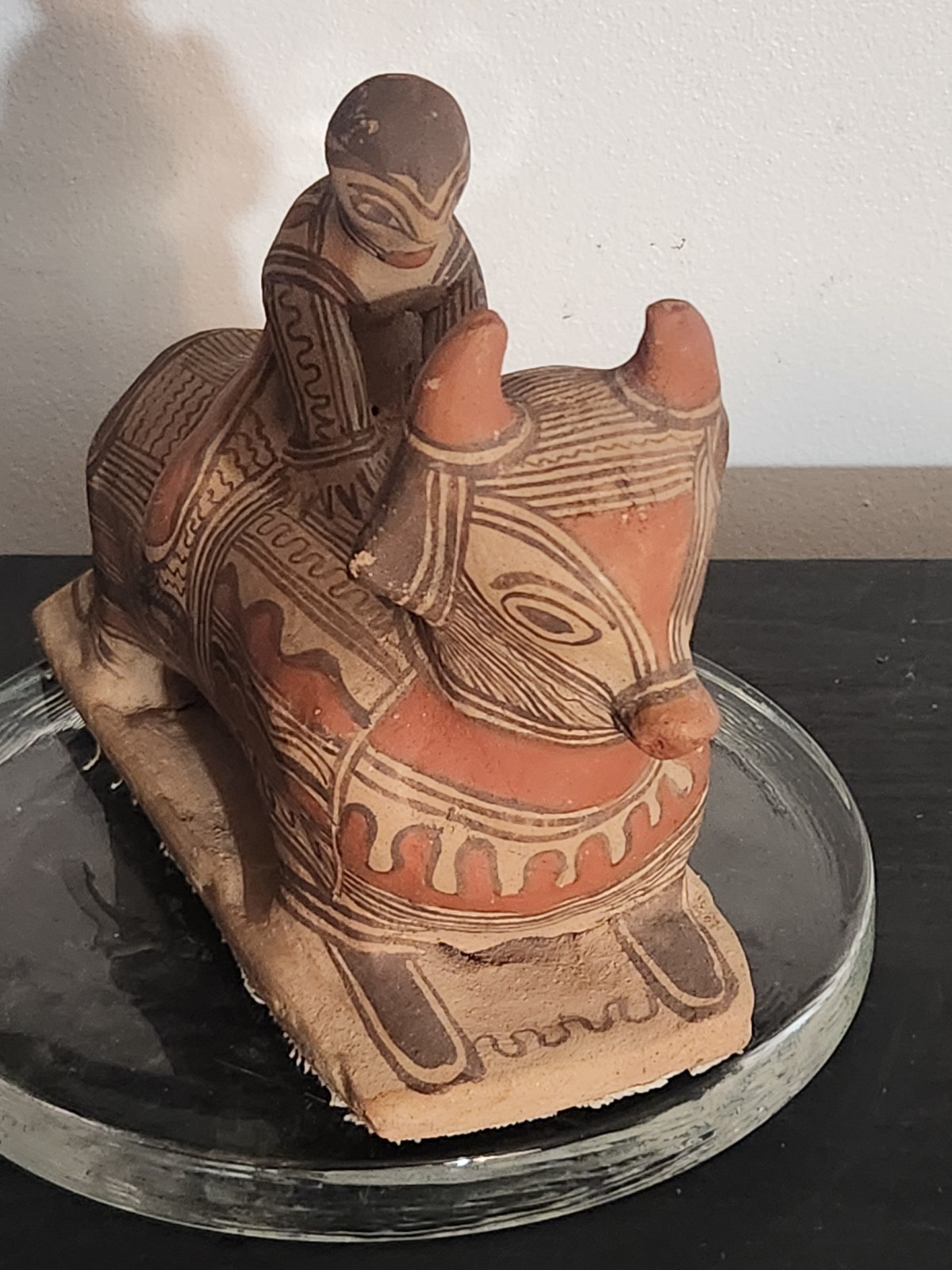 Mexican Terracotta Bull and Rider AMEYALTEPEC Guerrero. Nahua Mexico Vintage Old