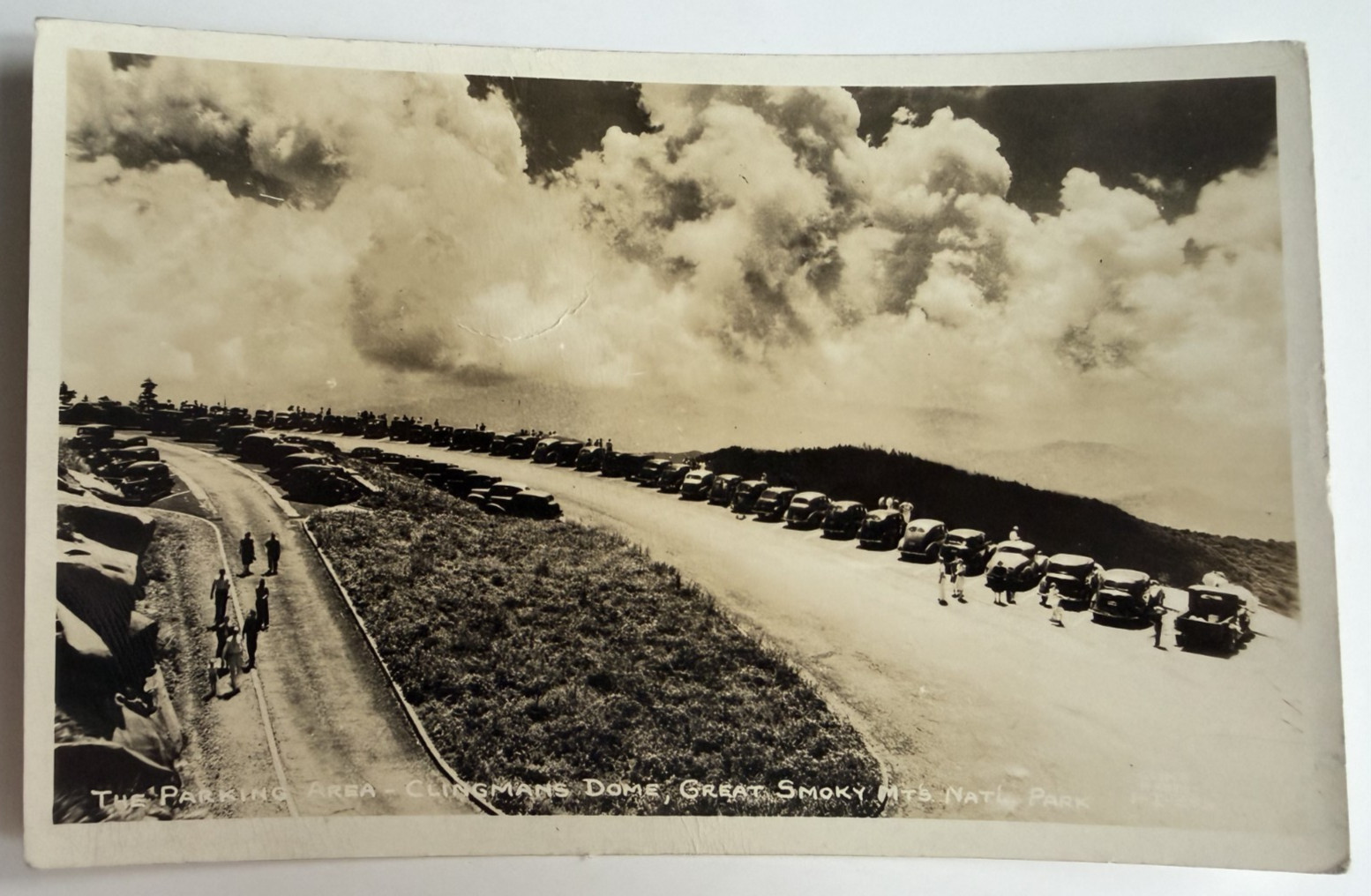 c1930s RPPC Parking Area Clingmans Dome Smoky National Park WM Cline Cars