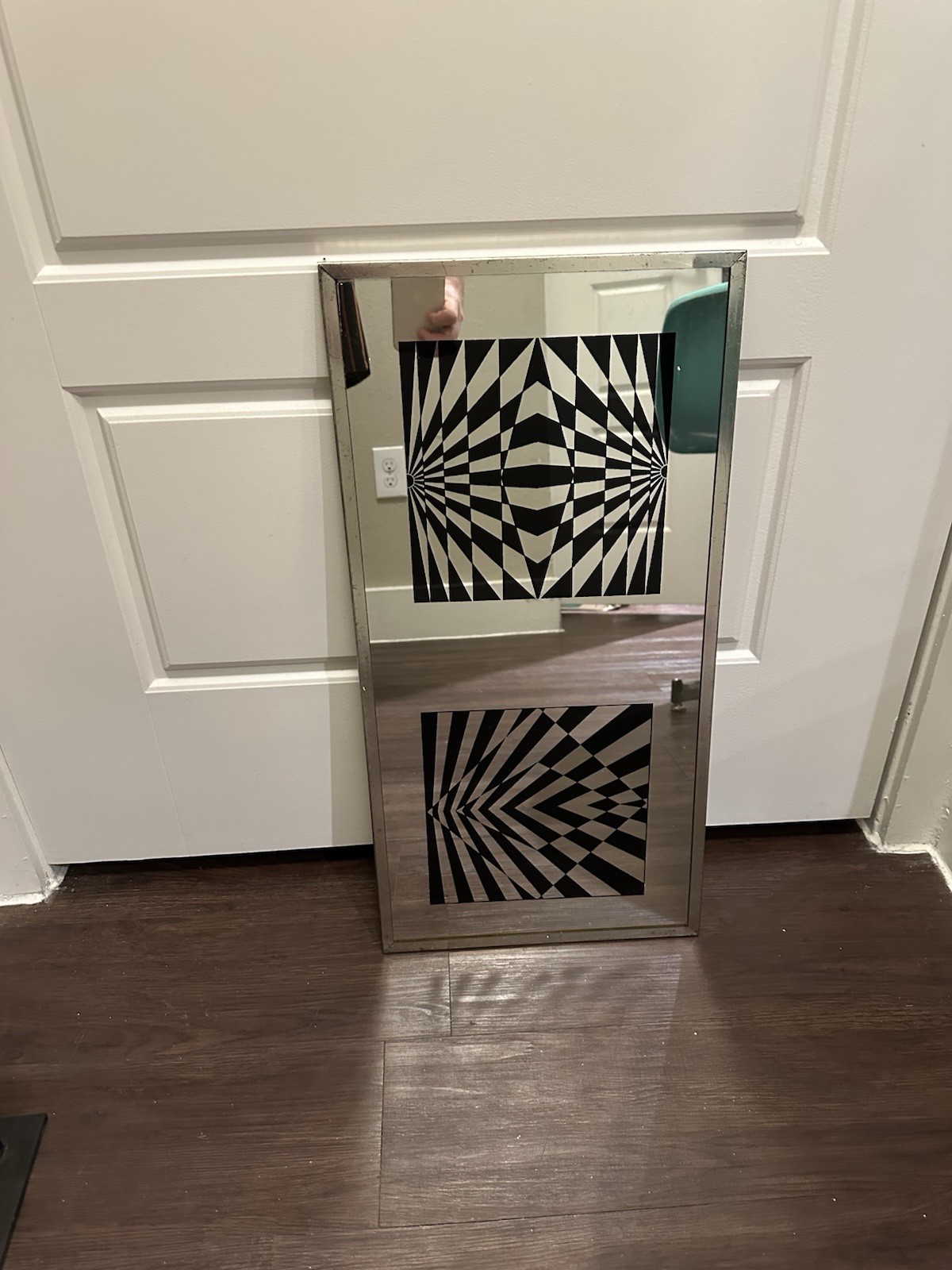 RARE Large (24”)  Vintage Mid Century Modern MCM Op Art Mirror Psychedelic 70s