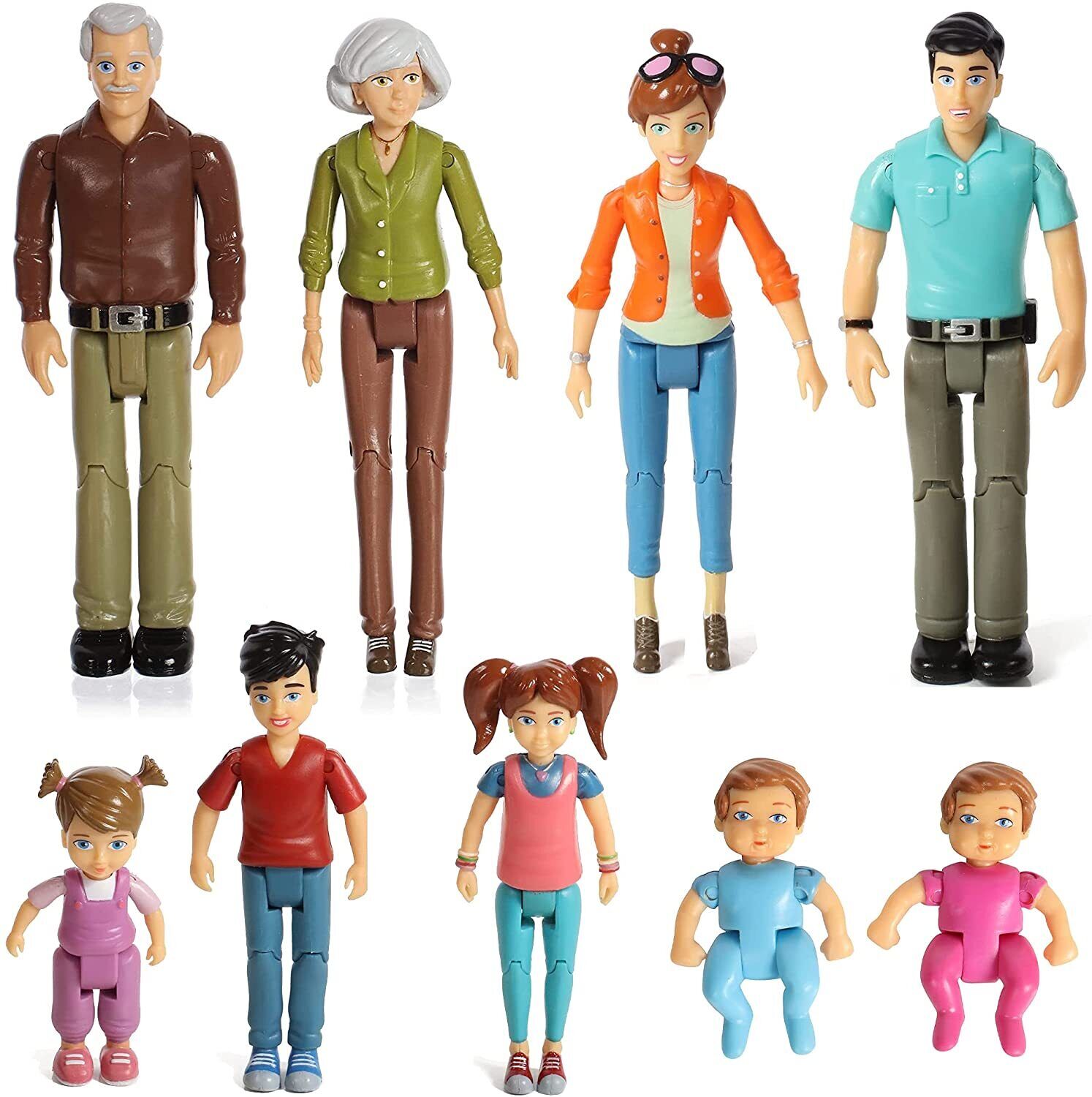9-Piece Sweet Li\'l Family Dollhouse People Set - Grandpa, Grandma, Parents, Kids