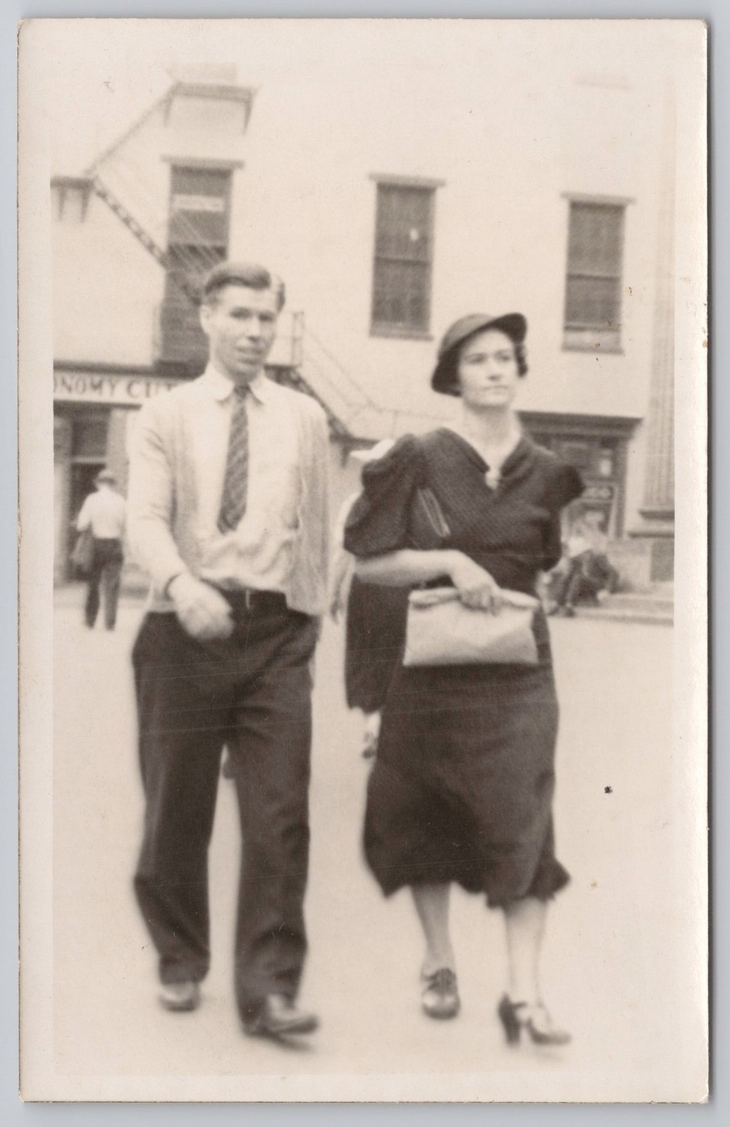 RPPC Man Woman Downtown Stroll BLURRY Real Photo VTG Postcard RPPC Man Woman Downtown Stroll BLURRY Real Photo VTG Postcard