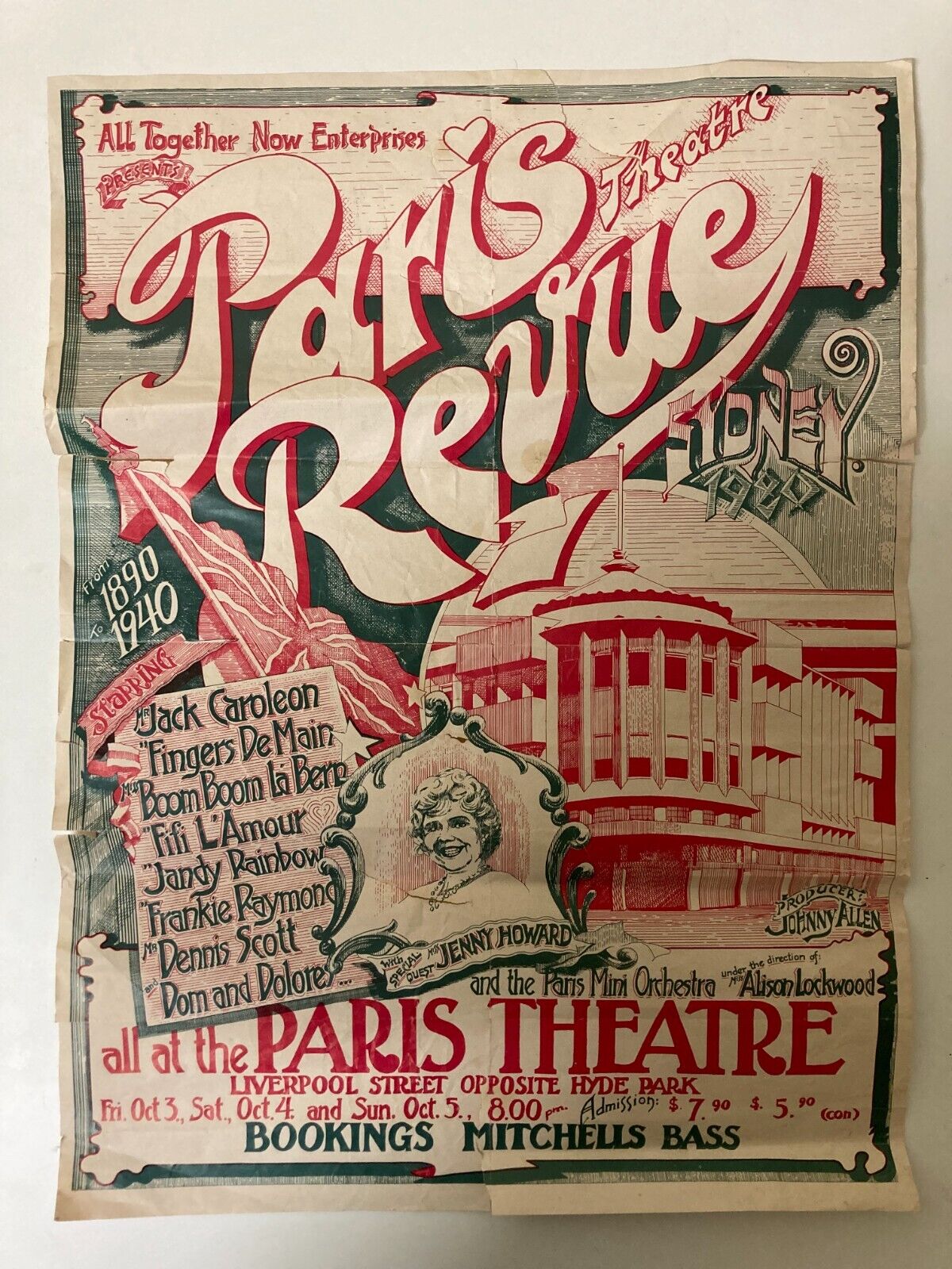 Poster for The Paris Theatre Revue 1980 Sydney Australia