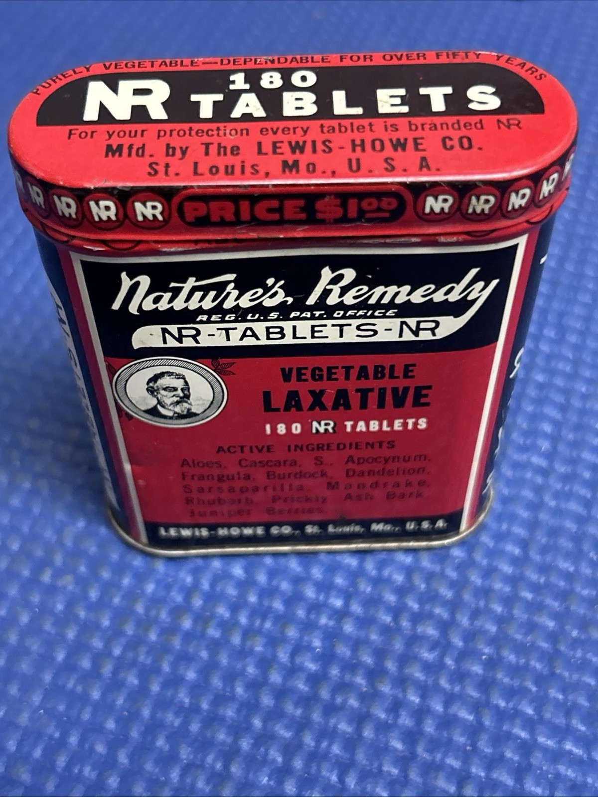 Vintage Nature’s Remedy NR Laxative Tin 180 Vegetable Tablets Red Medical  Empty