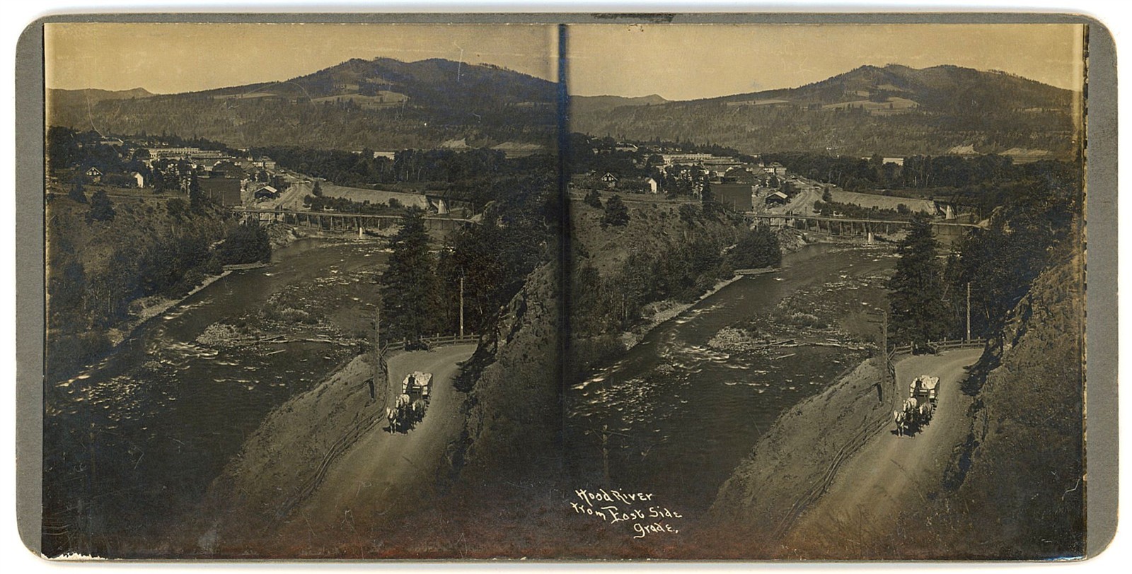 OREGON STEREOVIEW - Hood River - From East Side Grade - Frank Patterson 1910s