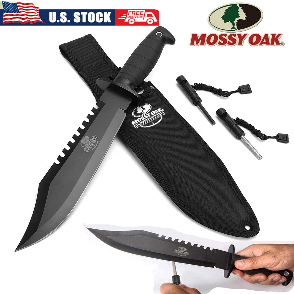 Mossy Oak Survival Hunting Knife W/Sheath 15\'\' Fixed Blade Tactical Bowie Knife