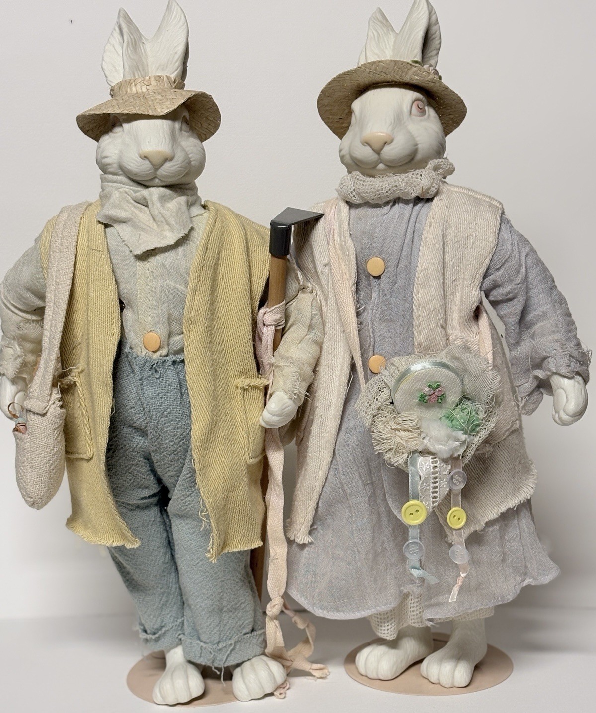 Vtg 1990 Dept. 56 Easter Bunny Rabbit Couple Figurines 18\