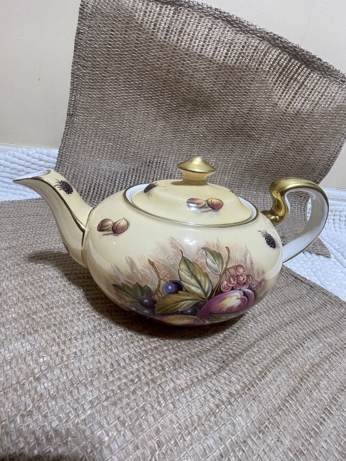 Vintage Aynsley Orchard Gold TeaPot made in England Excellent Condition- Rare