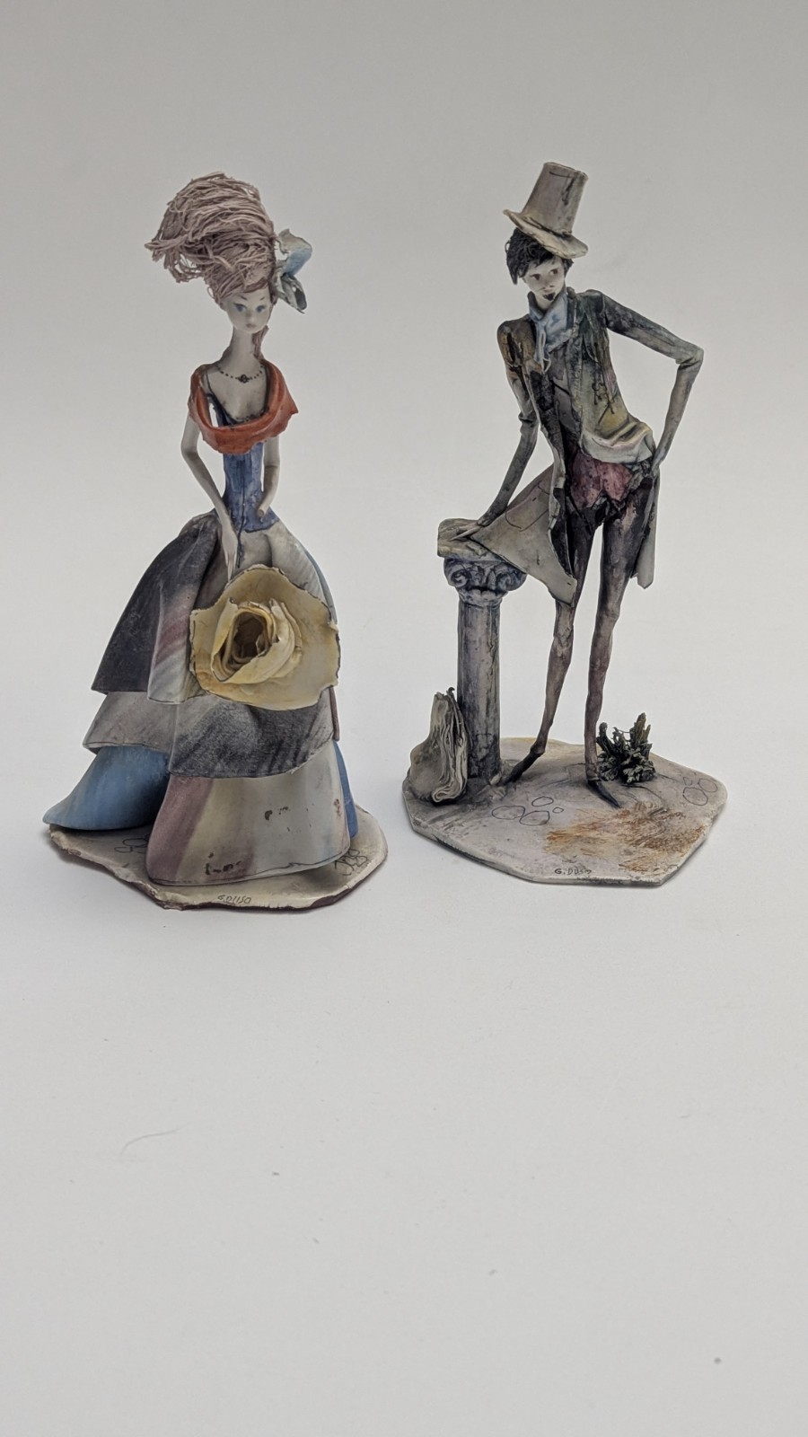 Lo Scricciolo Giovanni DusoCeramic Italian Figurines Sculptures Lot Of 2