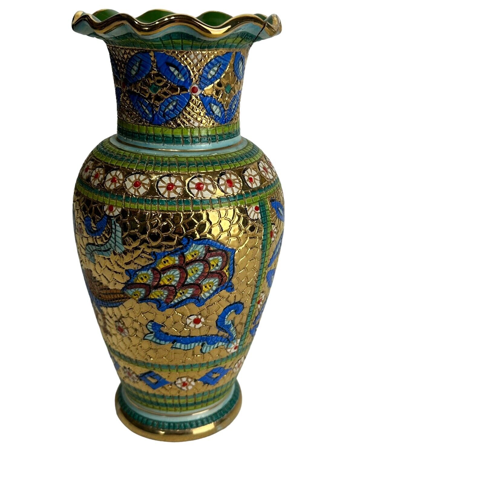 Lavorato A Mano In Oro Zecchino Hand Painted With Gold Italian Large Vase