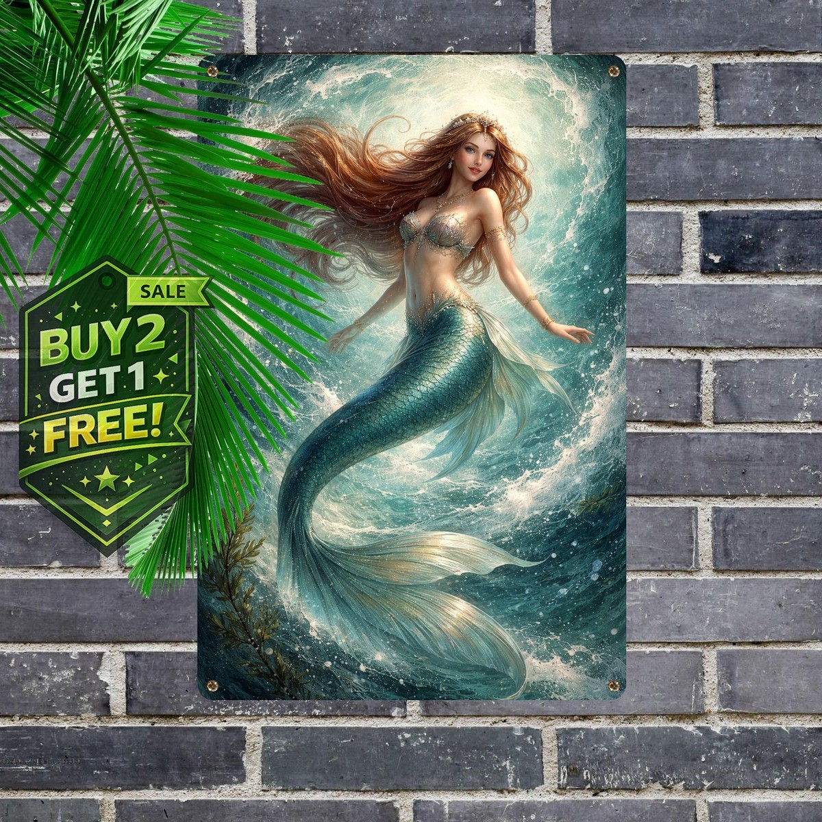 Enchanting Mermaid Vibrant Underwater Metal Tin Sign Home Decor