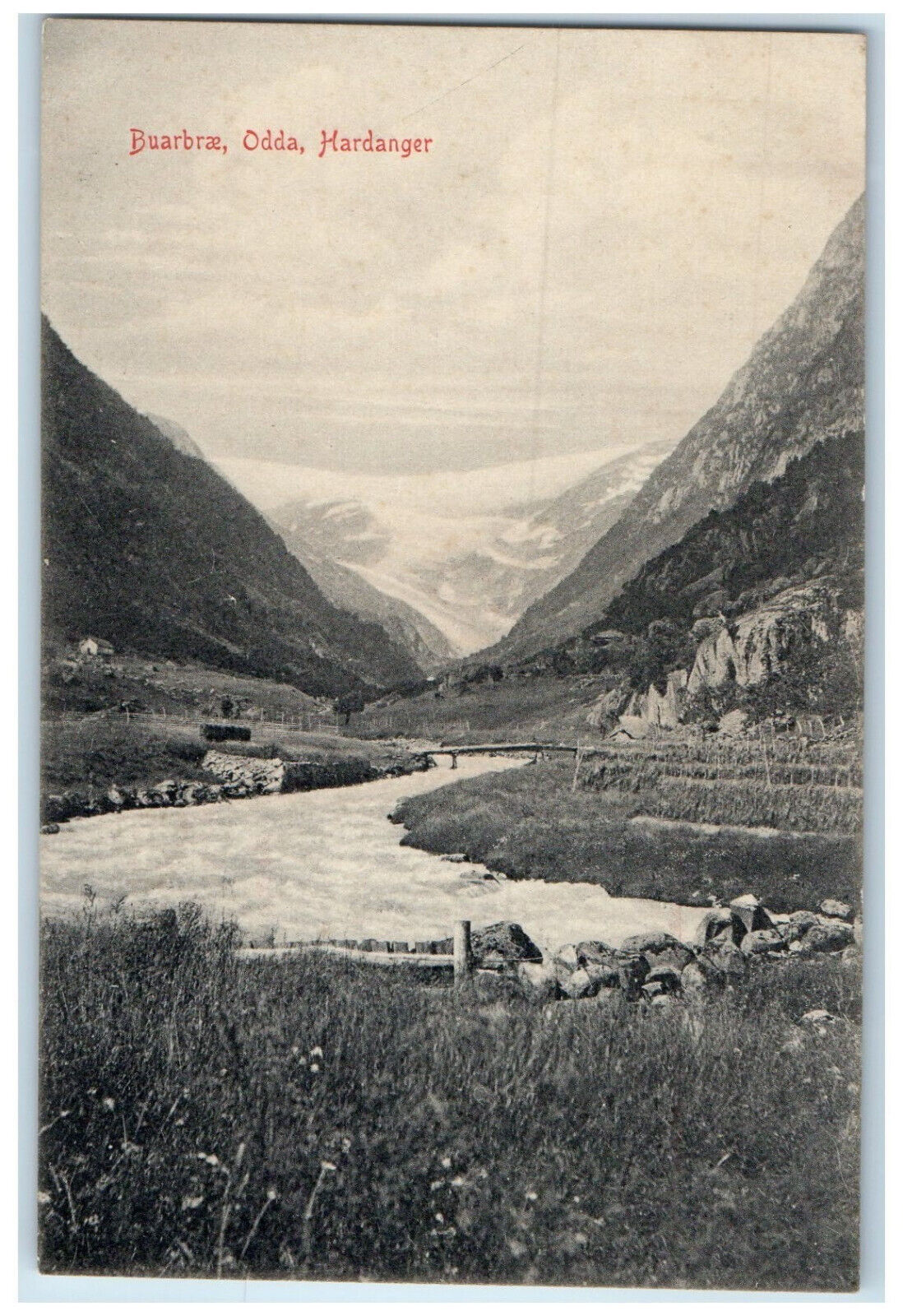 c1910 Small River in Buarbrae Odda Hardanger Western Norway Postcard