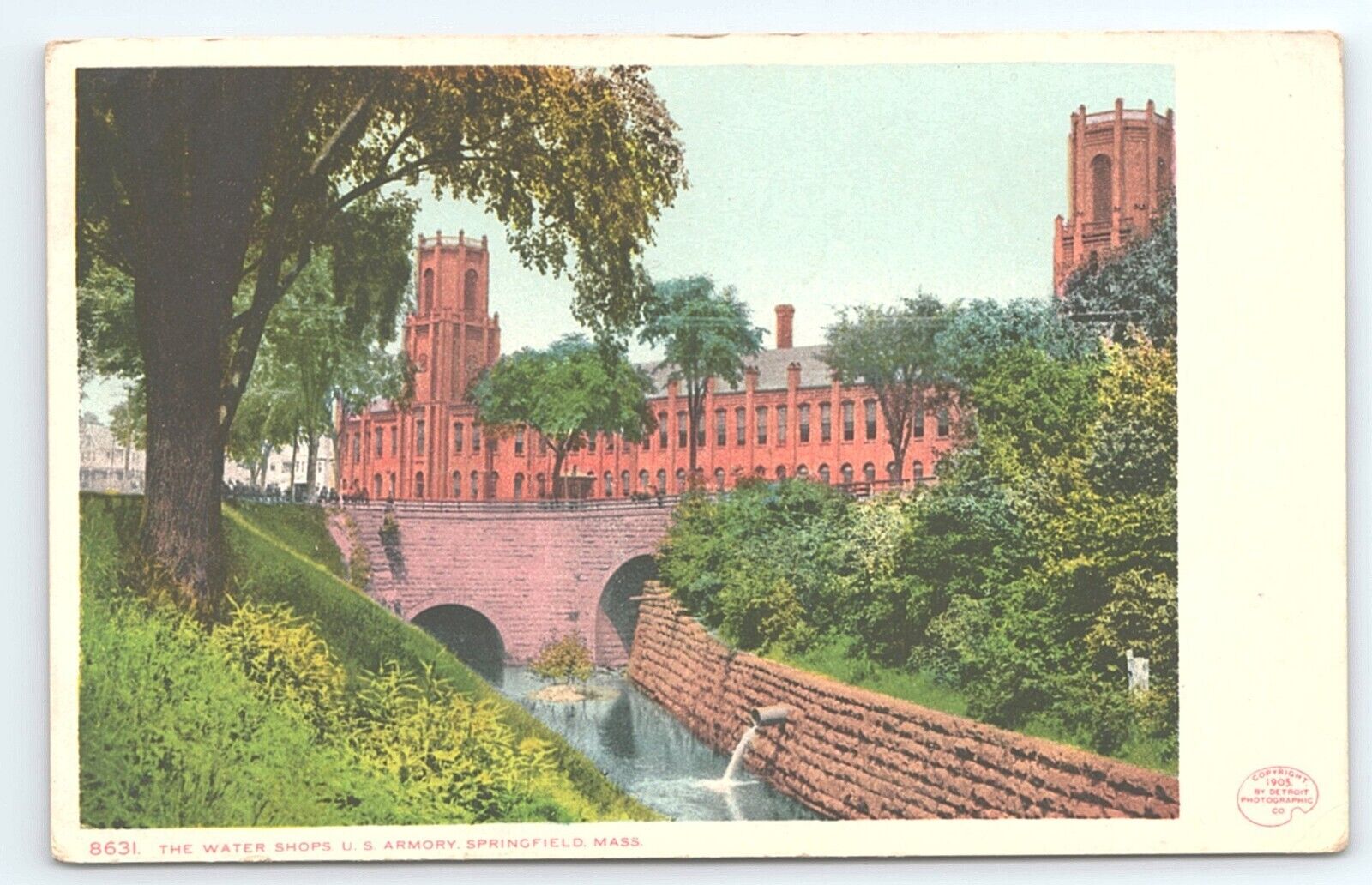 Postcard The Water Shops US Armory Springfield Massachusetts c1905