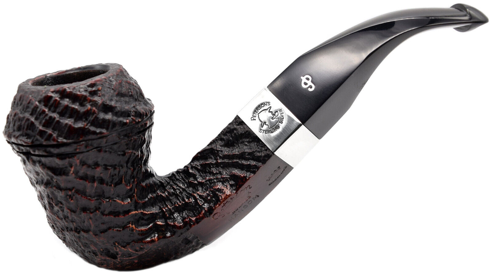 Peterson Sherlock Holmes 'Hansom' Red and Black Sandblast Silver Mounted Pipe