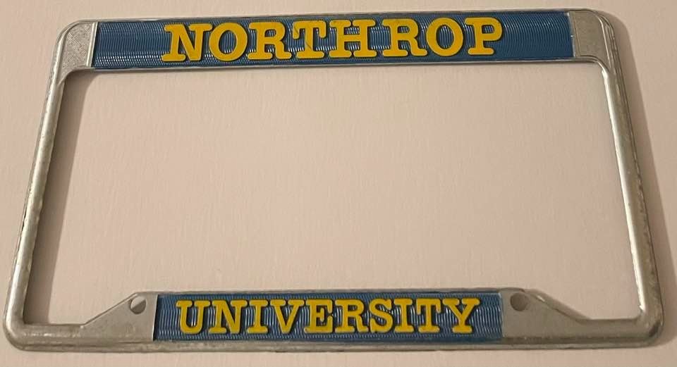Vintage Northrop University Booster License Plate Frame Inglewood California