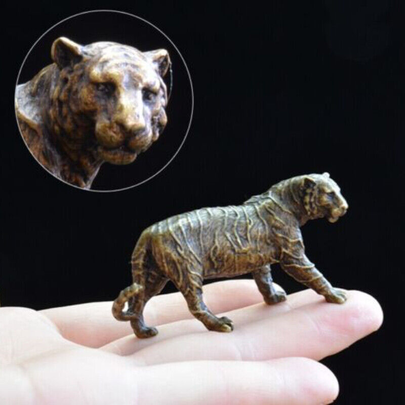 Asian Solid Brass Tiger Figurine Statue Paperweight Office table decoration