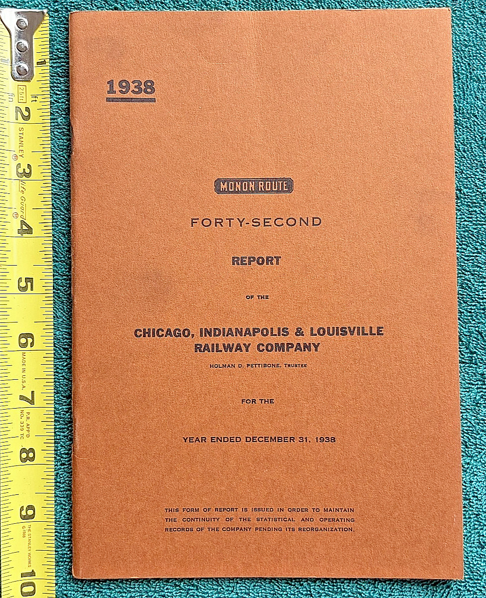 1938 CI&L RR Monon Railroad Chicago Indianapolis & Louisville Kentucky Railway