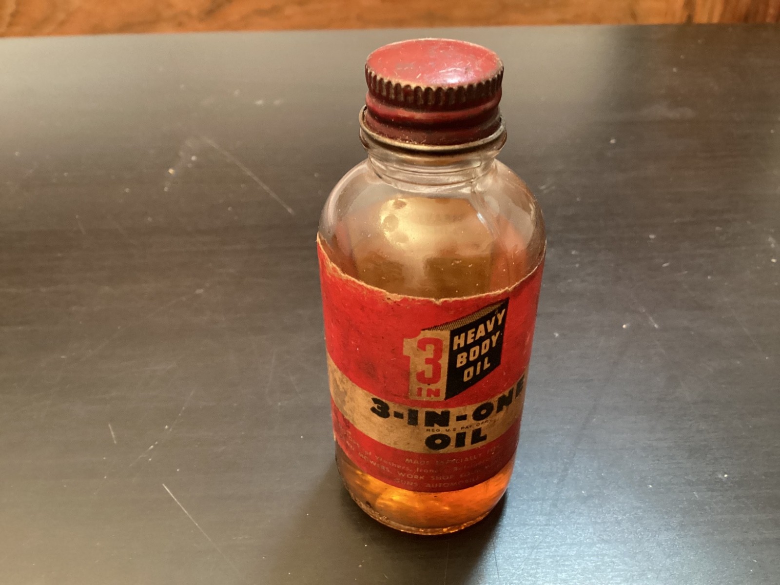 Vintage 3 In One Oil Glass Bottle 2 FL OZ . A.S. Boyle Company USA  Used