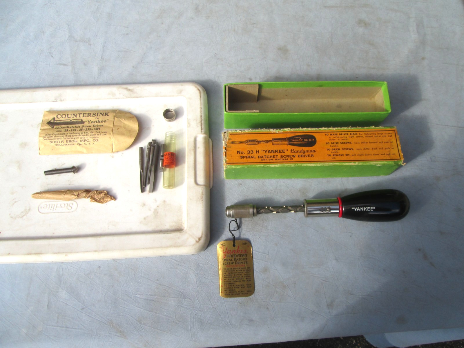 Vintage Yankee No 33H Handyman Spiral Ratchet Screwdriver w Original Box & Bits