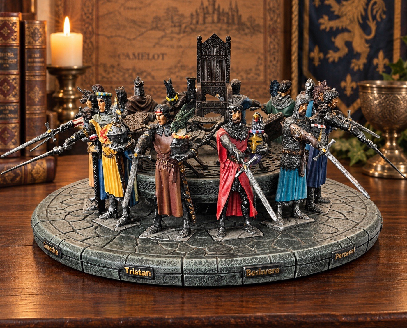 Vintage King Arthur Knights of the Round Table Hand Painted Resin Display Set