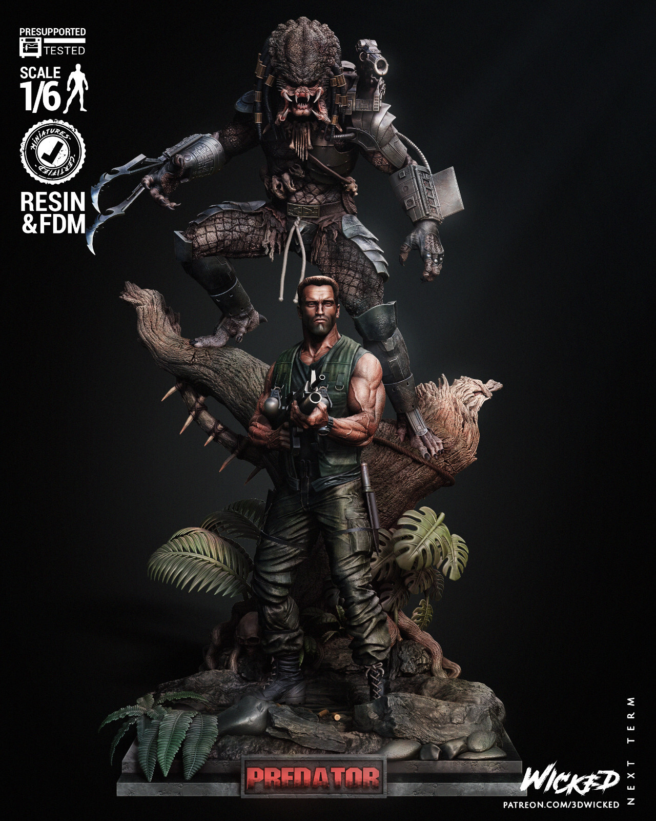 Predator & Dutch with gun  Resin Sculpture Statue Model Kit Unpainted/Unassemble