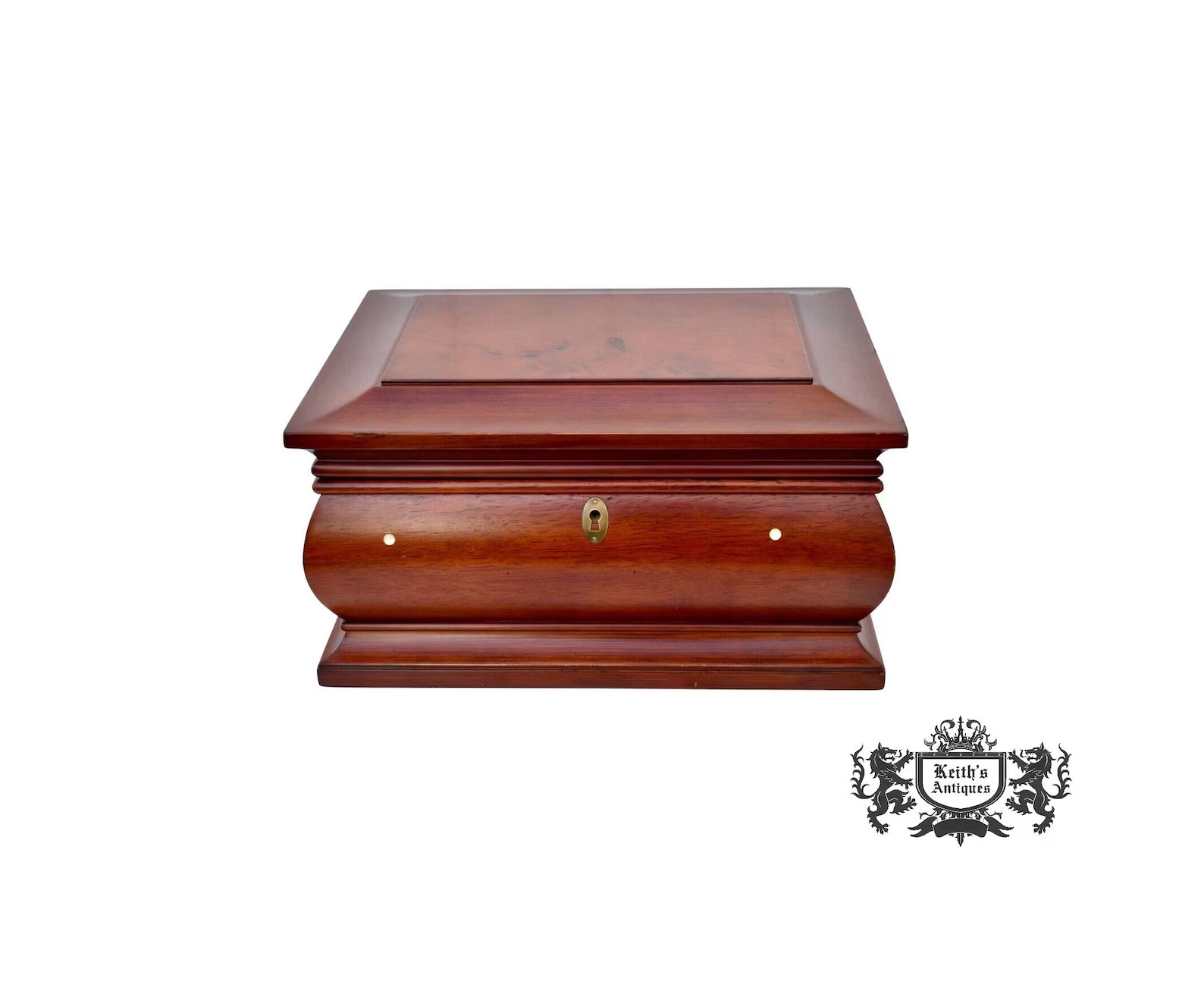 Vintage Bombay Co Cherry Burl Wood Jewelry Box Large Bombe Chest Mother of Pearl