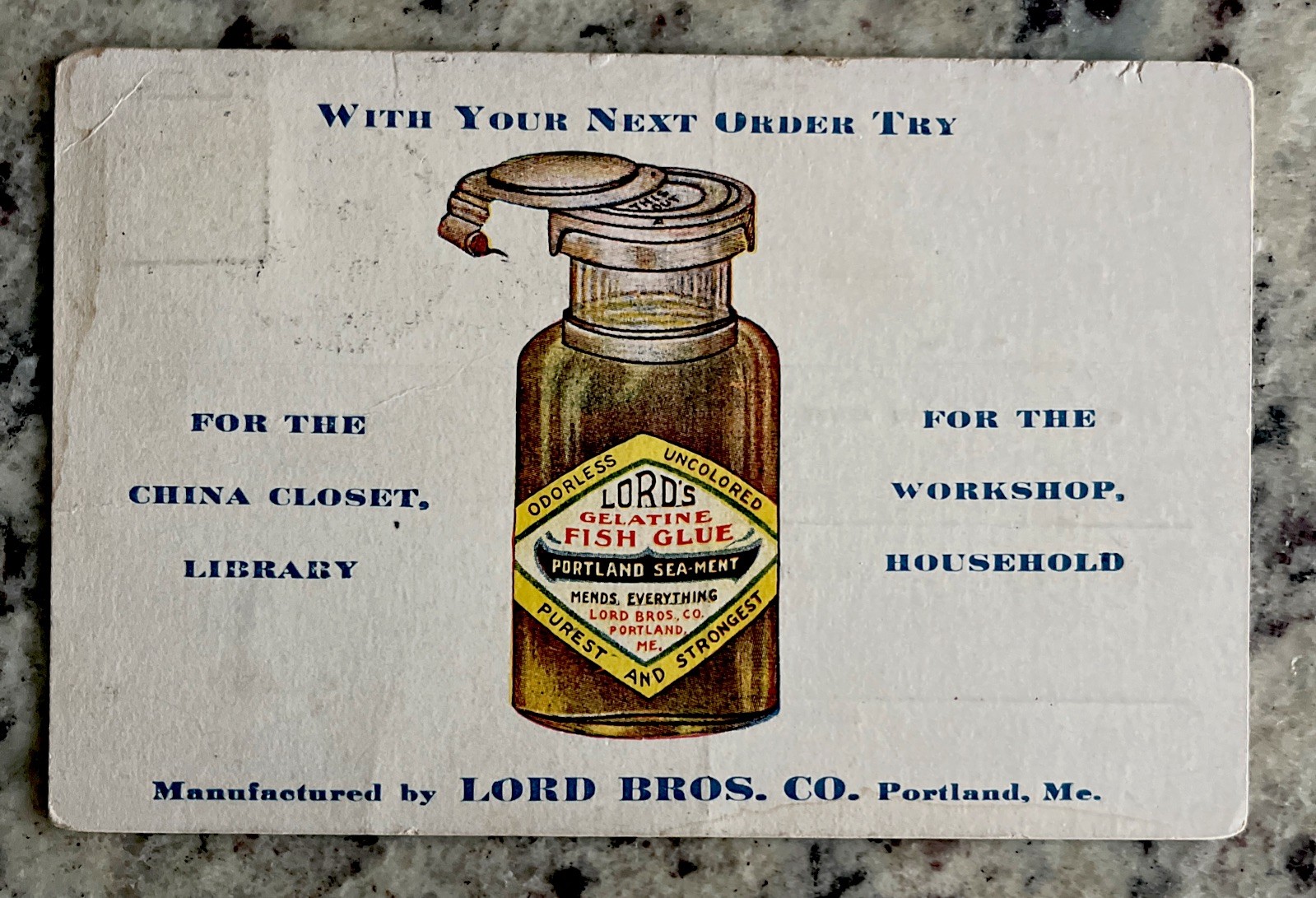 Antique 1915 Portland ME Lord Brothers Seafood Fish Glue Salesman’s Postcard Antique 1915 Portland ME Lord Brothers Seafood Fish Glue Salesman’s Postcard