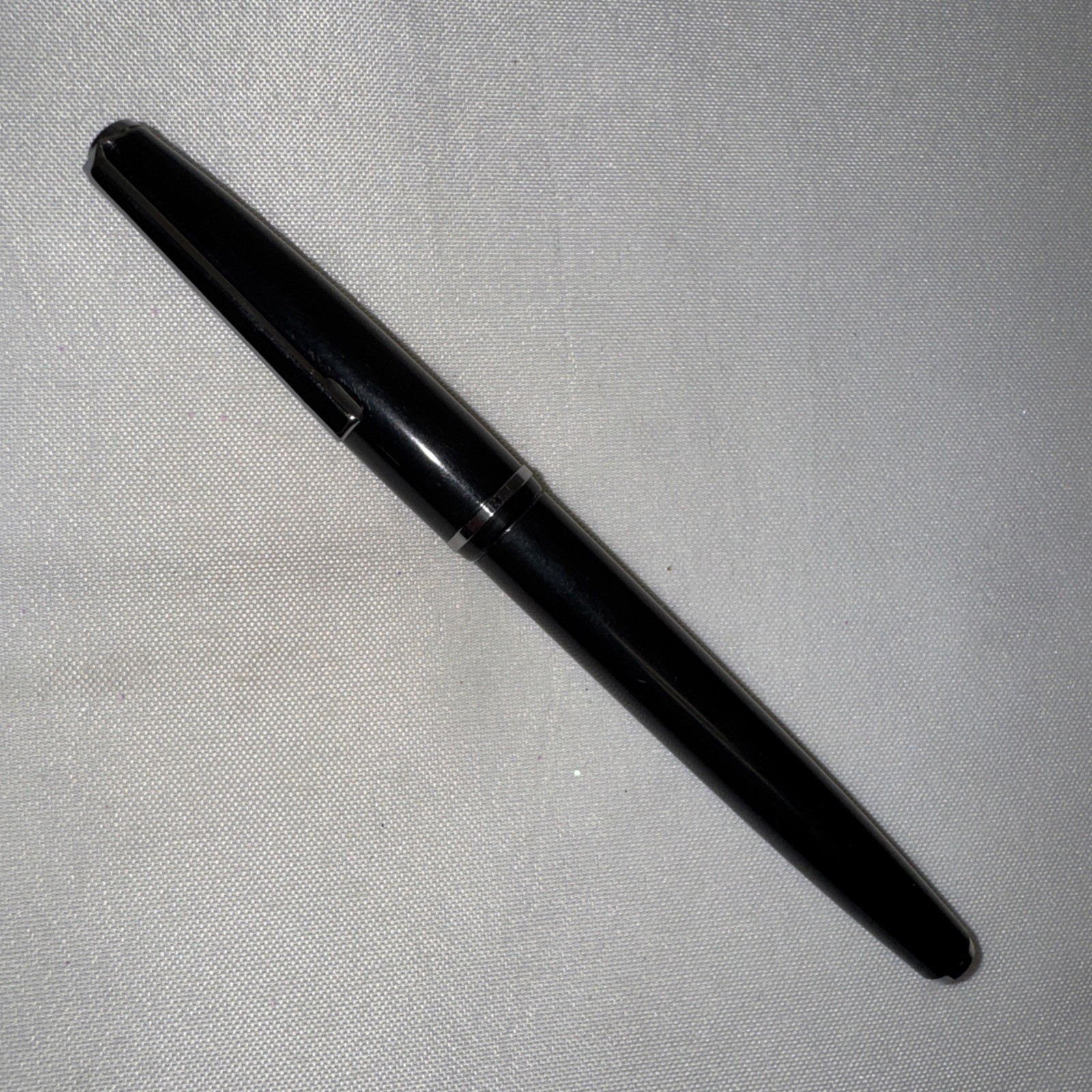 Vtg 5.25” Platignum Silverline Black & Chrome Fountain Pen England Calligraphy