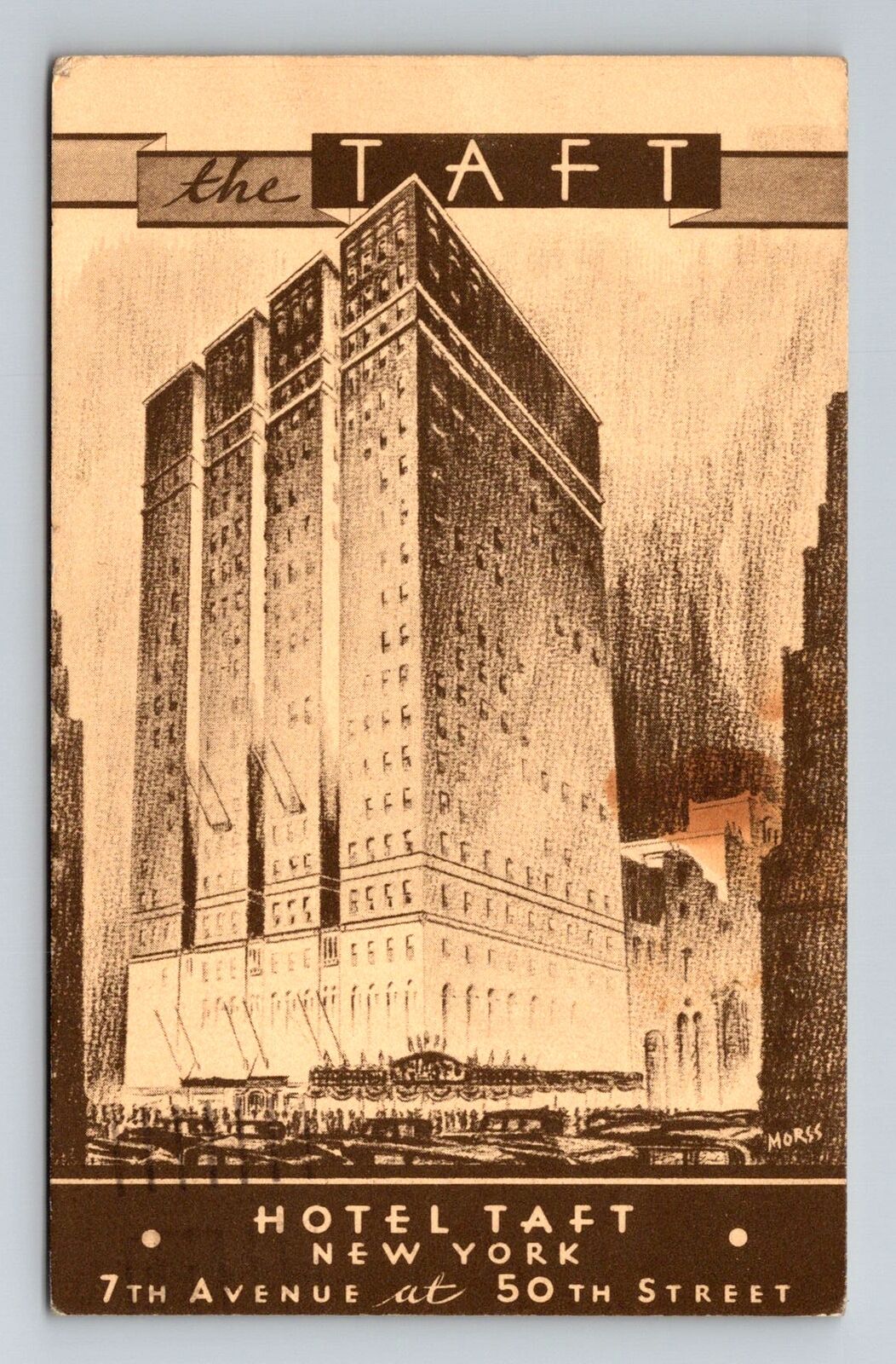 New York City NY, Hotel Taft, Advertising, c1935 Vintage Postcard