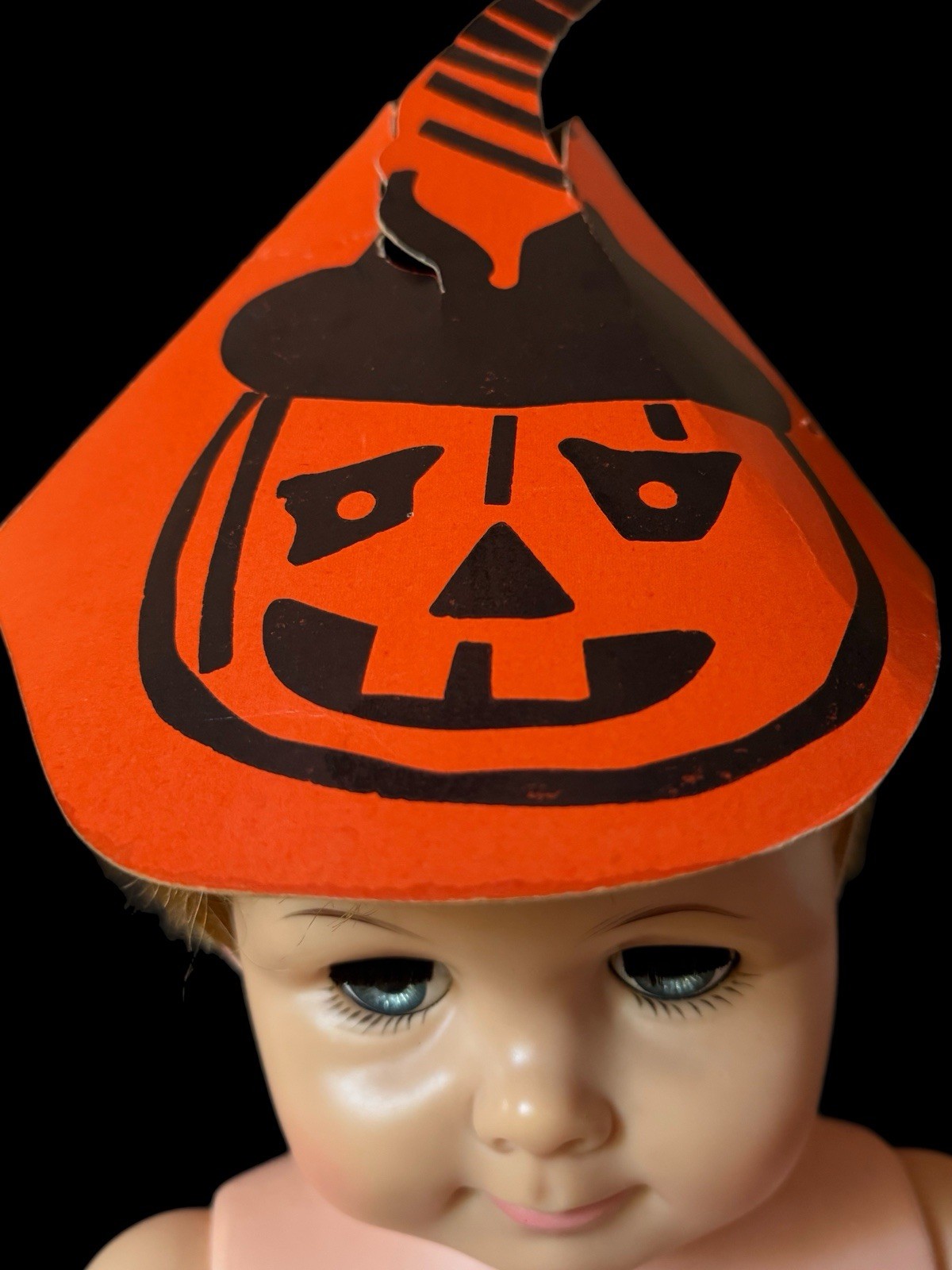 Vintage Die Cut Childs Halloween Party Hat / Original String / Cardboard