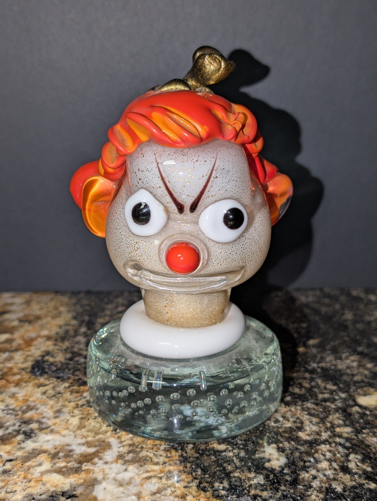Vintage Alfredo Barbini Murano Art Glass Clown Paperweight Figurine 