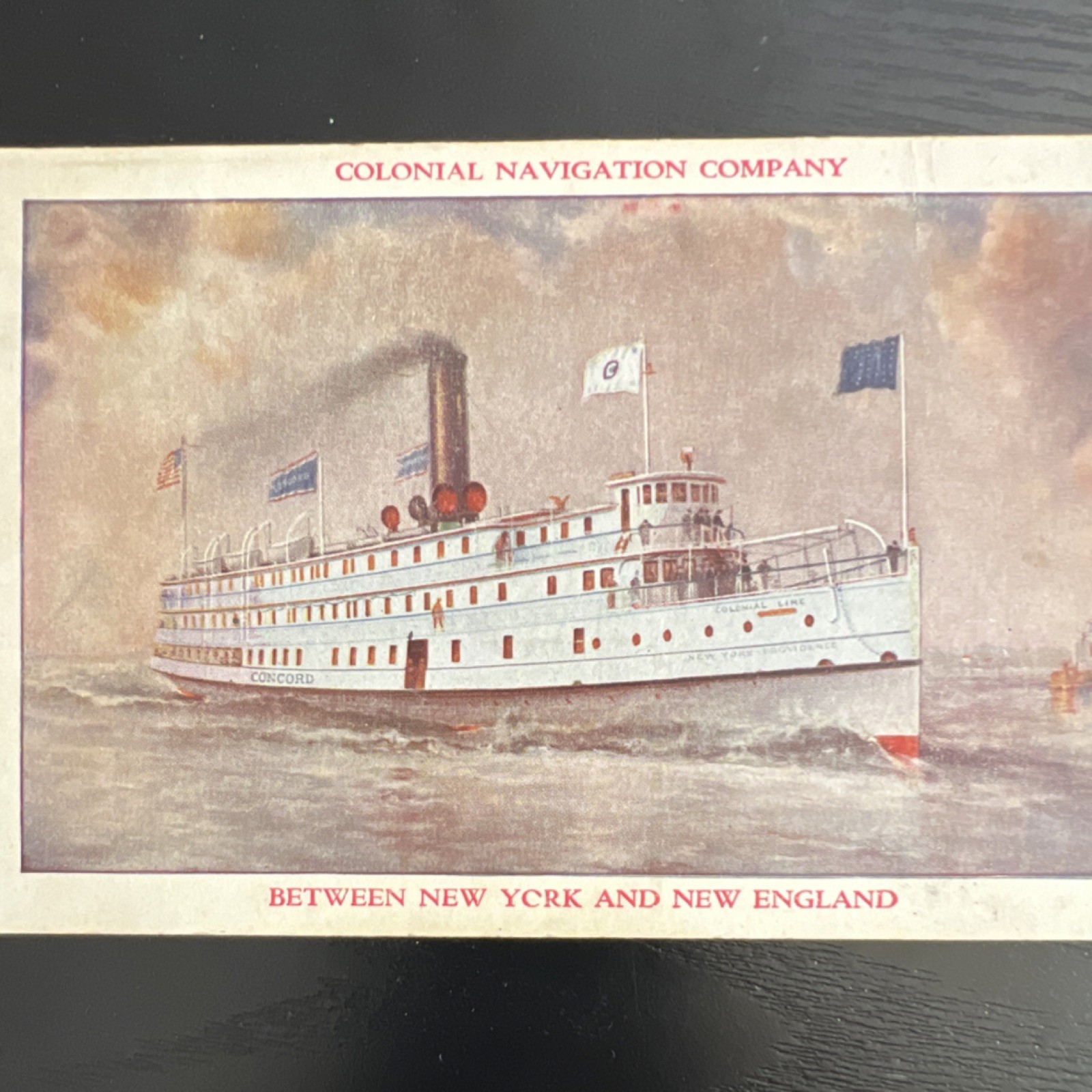 Colonial Navigation Company Concord Postcard New York New England 1925