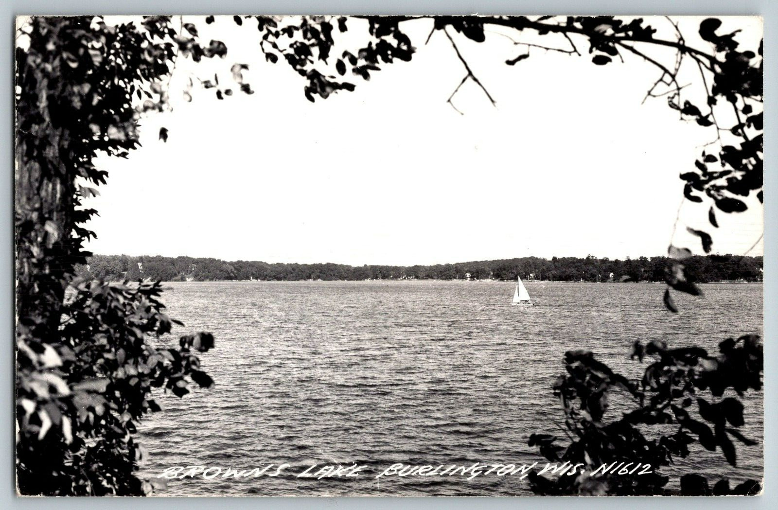 RPPC Vintage Postcard - Browns Lake Burling Wisconsin - Real Photo - Posted