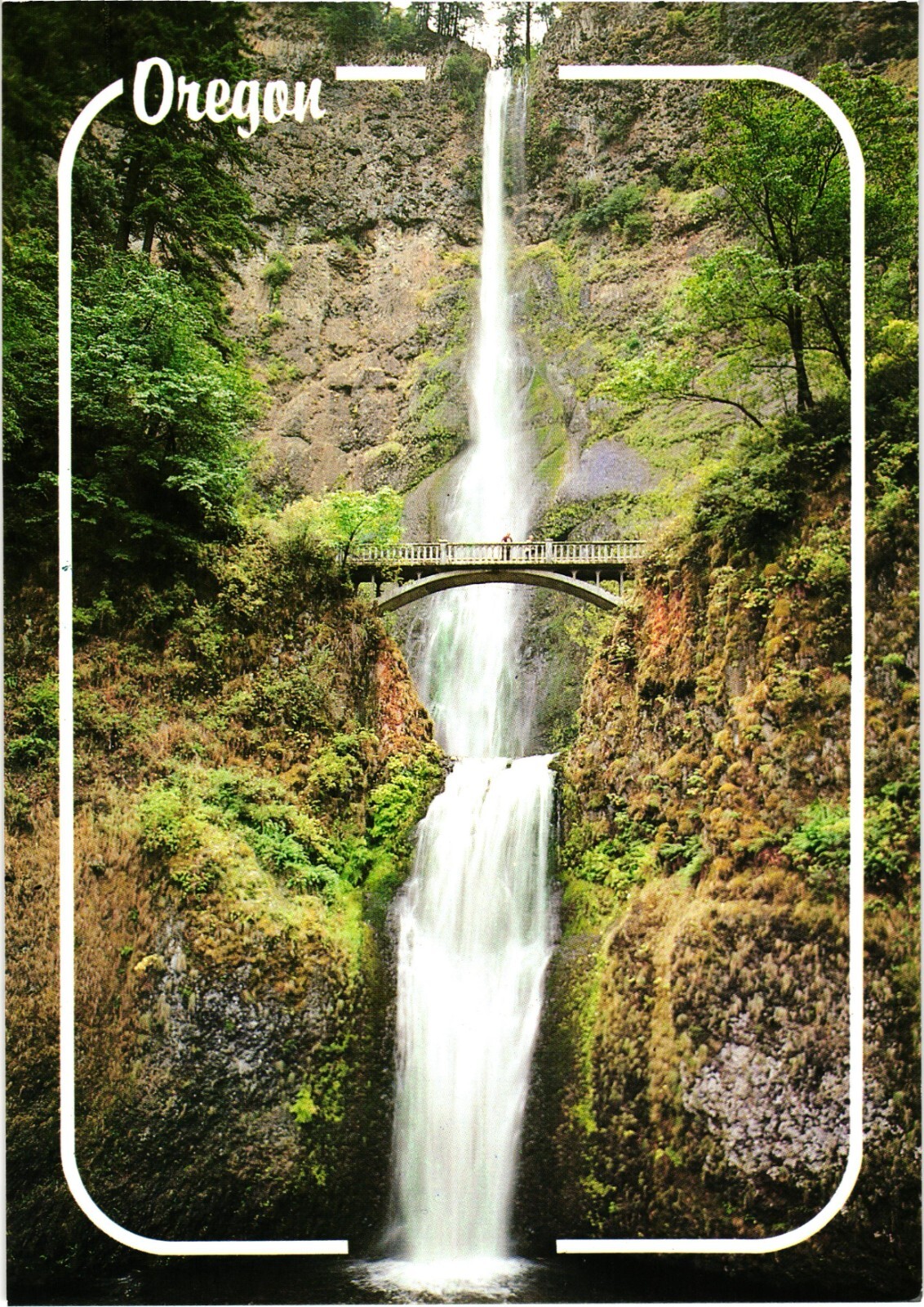Multnomah Falls Oregon Scenic Waterfall Postcard Unposted