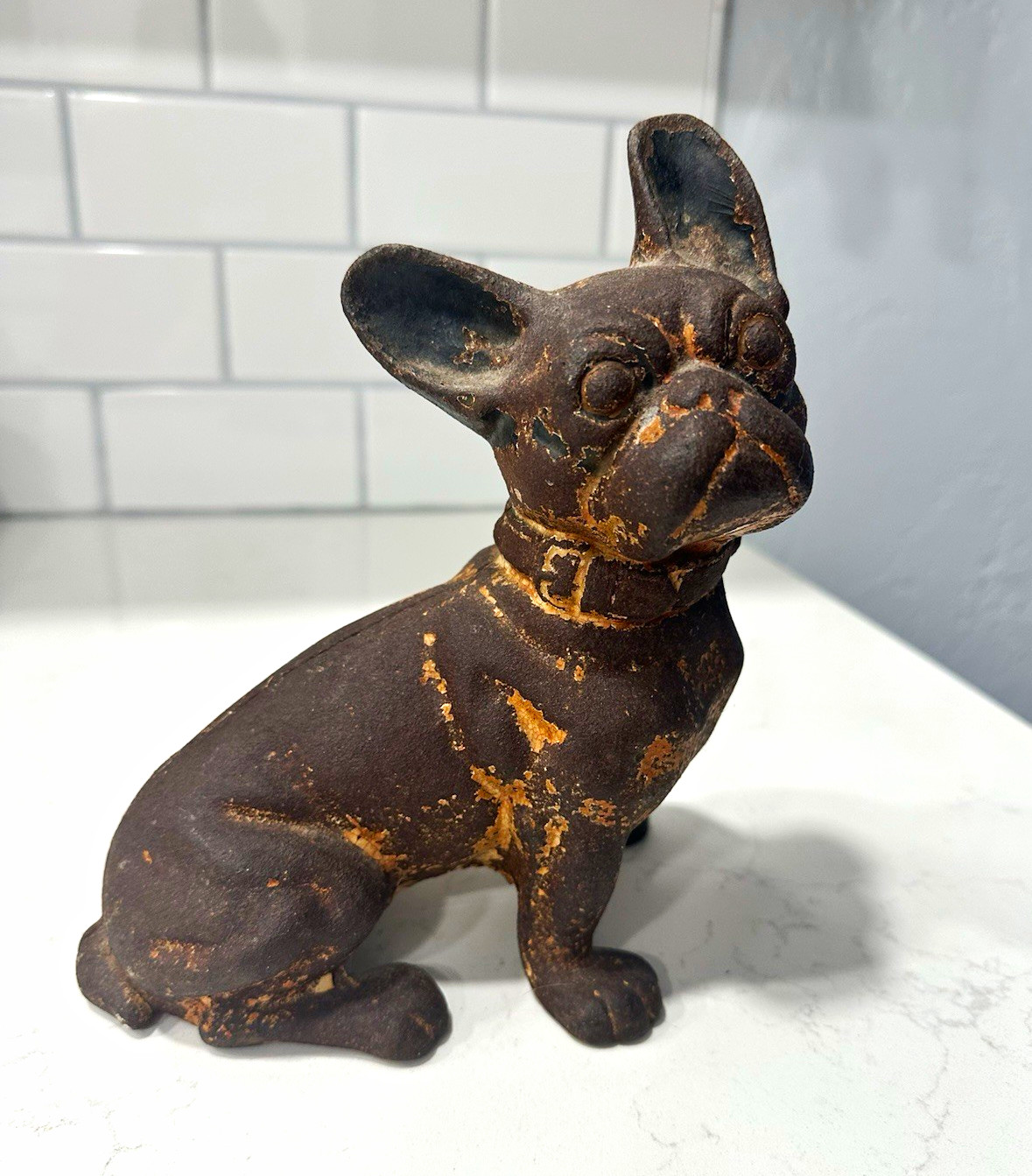 Vintage Hubley Cast Iron French Bulldog Dog Door Stop Doorstop Home Decor