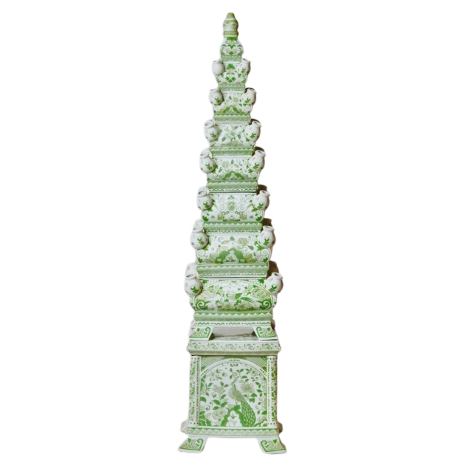 Green & White Tulipiere Tower Vase Multi-Tier Tulip Vase X-Large 42.5\
