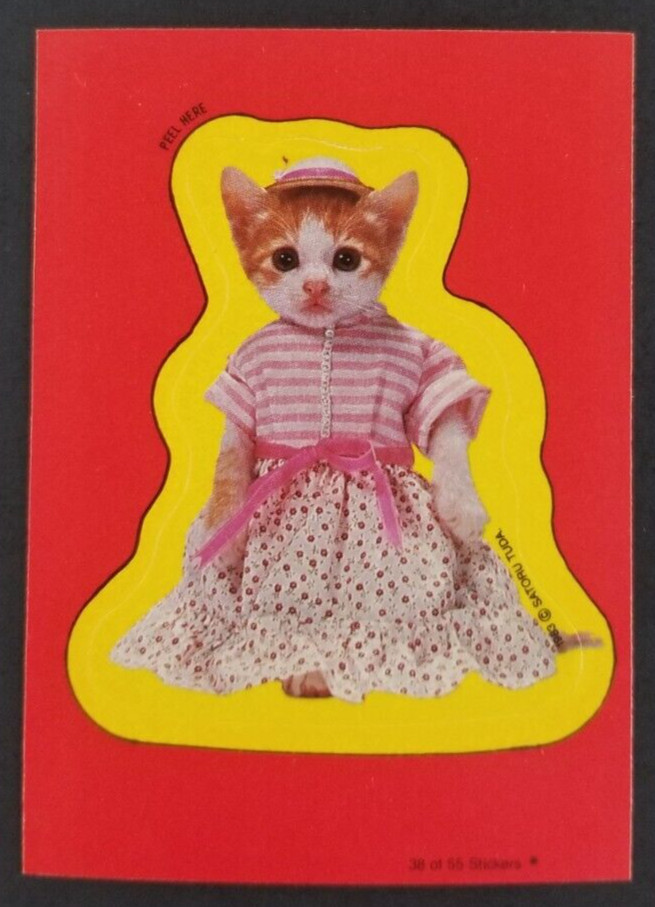 Cat in a Dress 1982 Cats Topps Sticker Card #38 (NM)