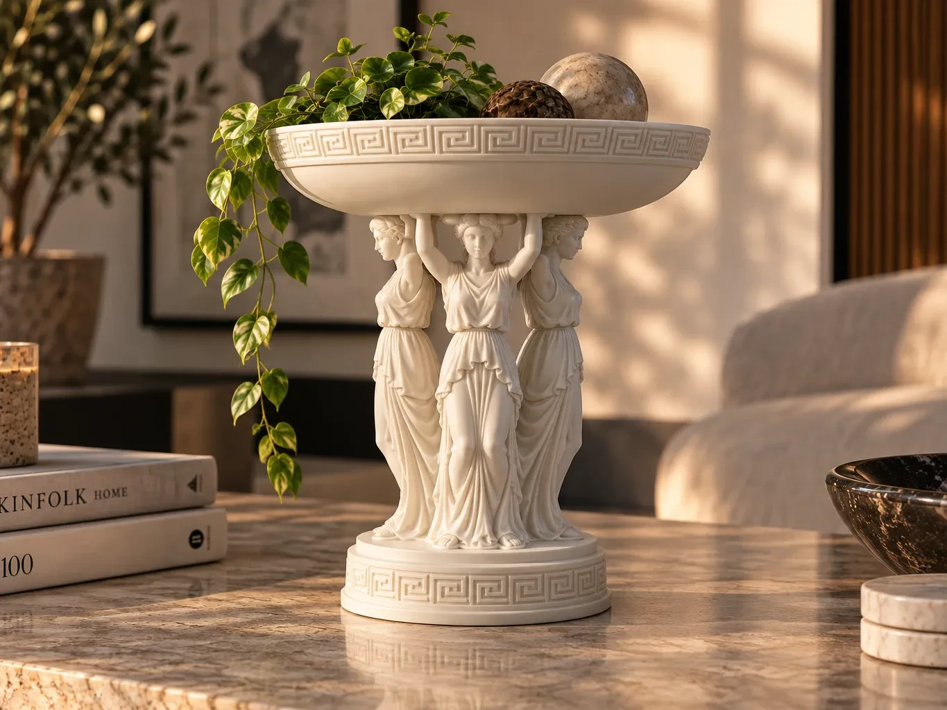 Greek Goddess Planter Bowl Statue Greek Goddess Planter Bowl Statue